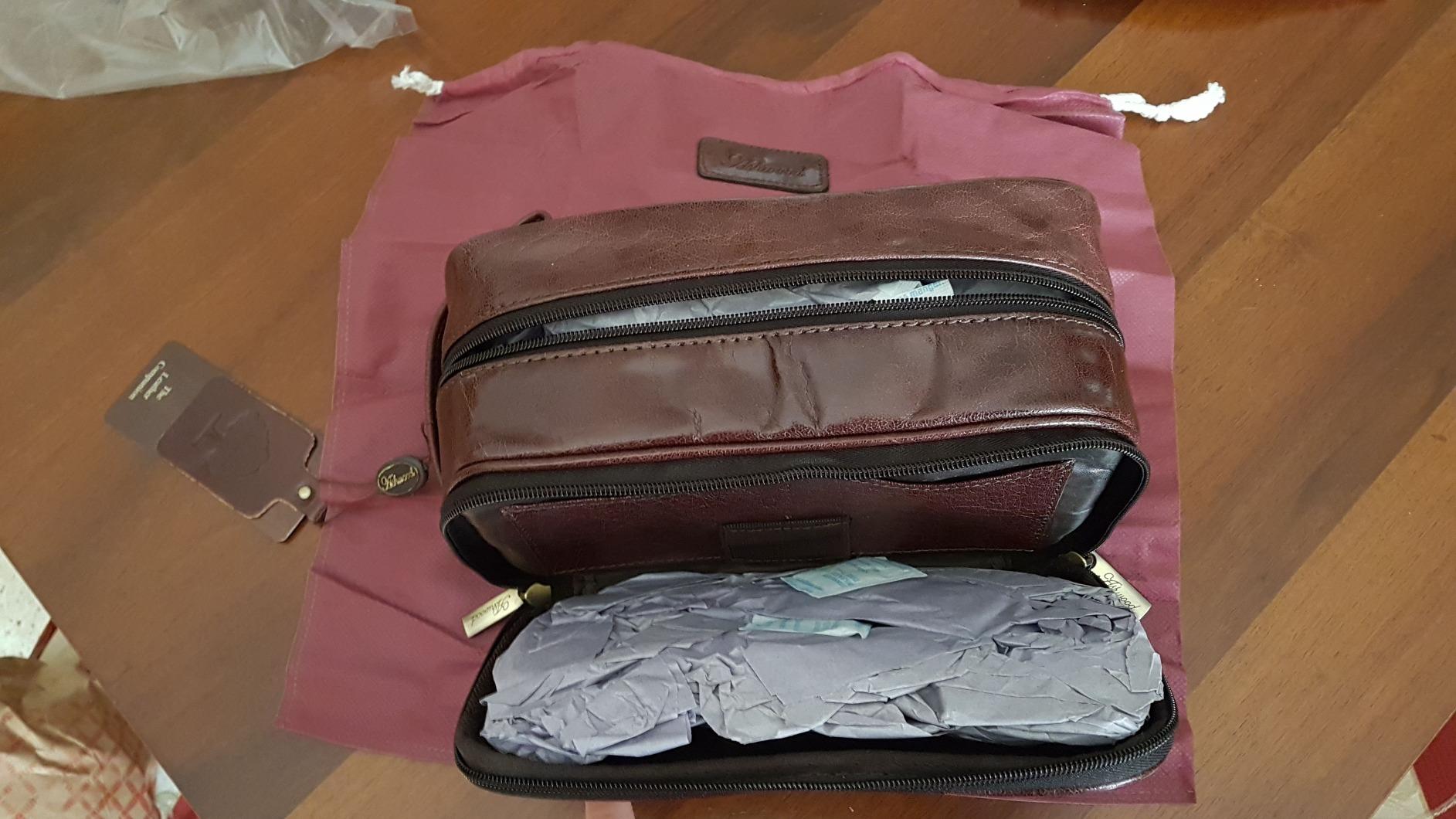 Ashwood Washbags 2080 beauty case marrone in pelle martellata