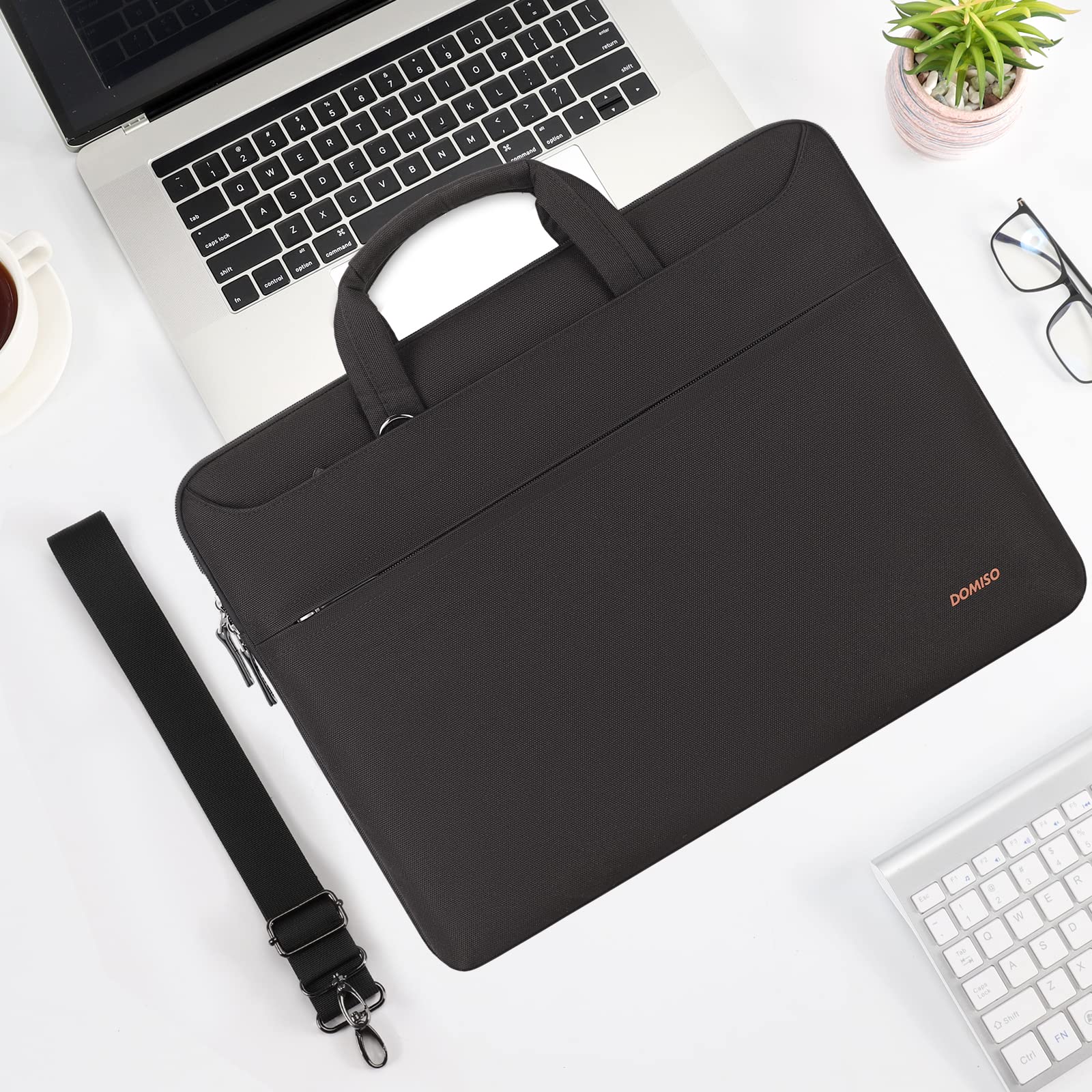 Domiso Laptop Briefcase 15,6 pollici borsa laptop nera impermeabile