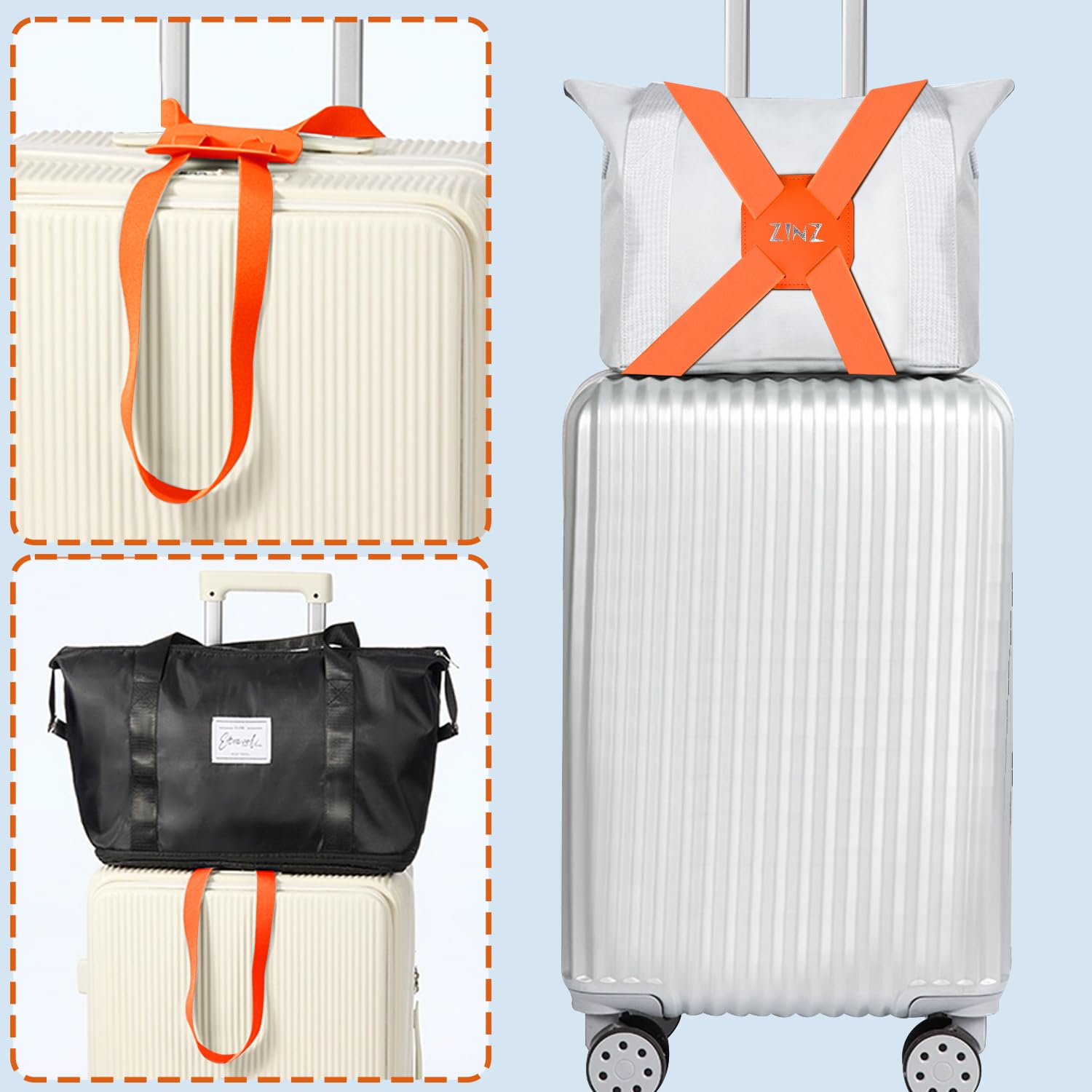 ZINZ Luggage Straps Cintura Elastica Regolabile cinghia valigia Arancia US