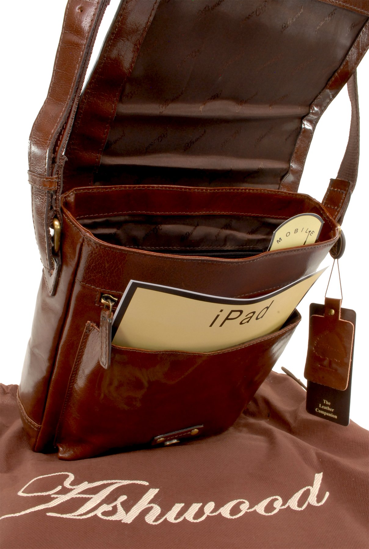 Ashwood Benjamin borsa messenger in pelle full grain