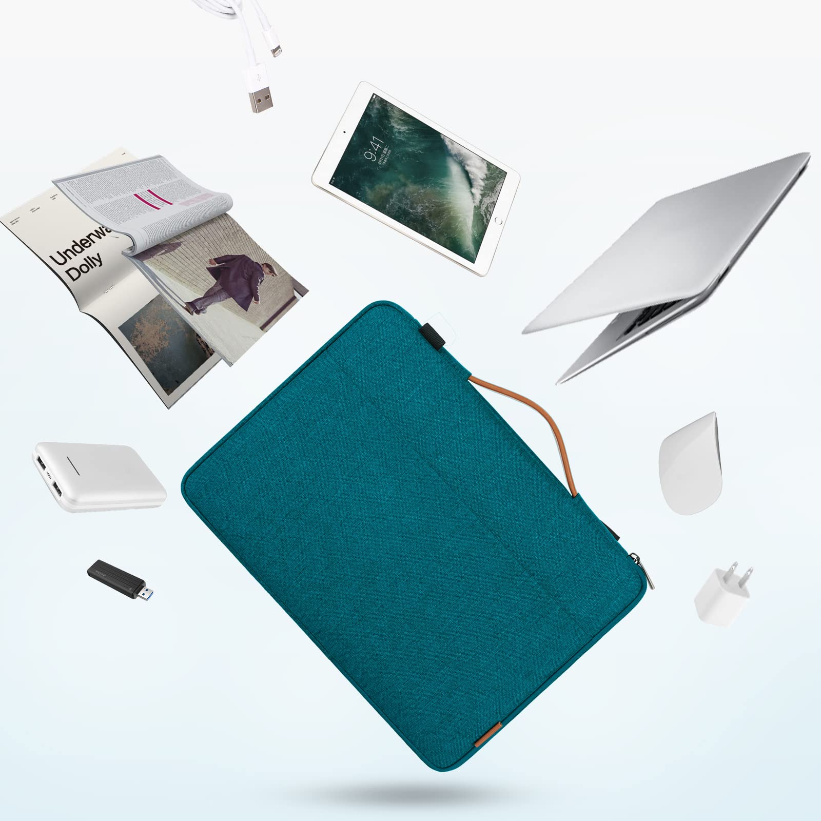 Domiso Laptop Sleeve 15,6 pollici custodia laptop turchese impermeabile