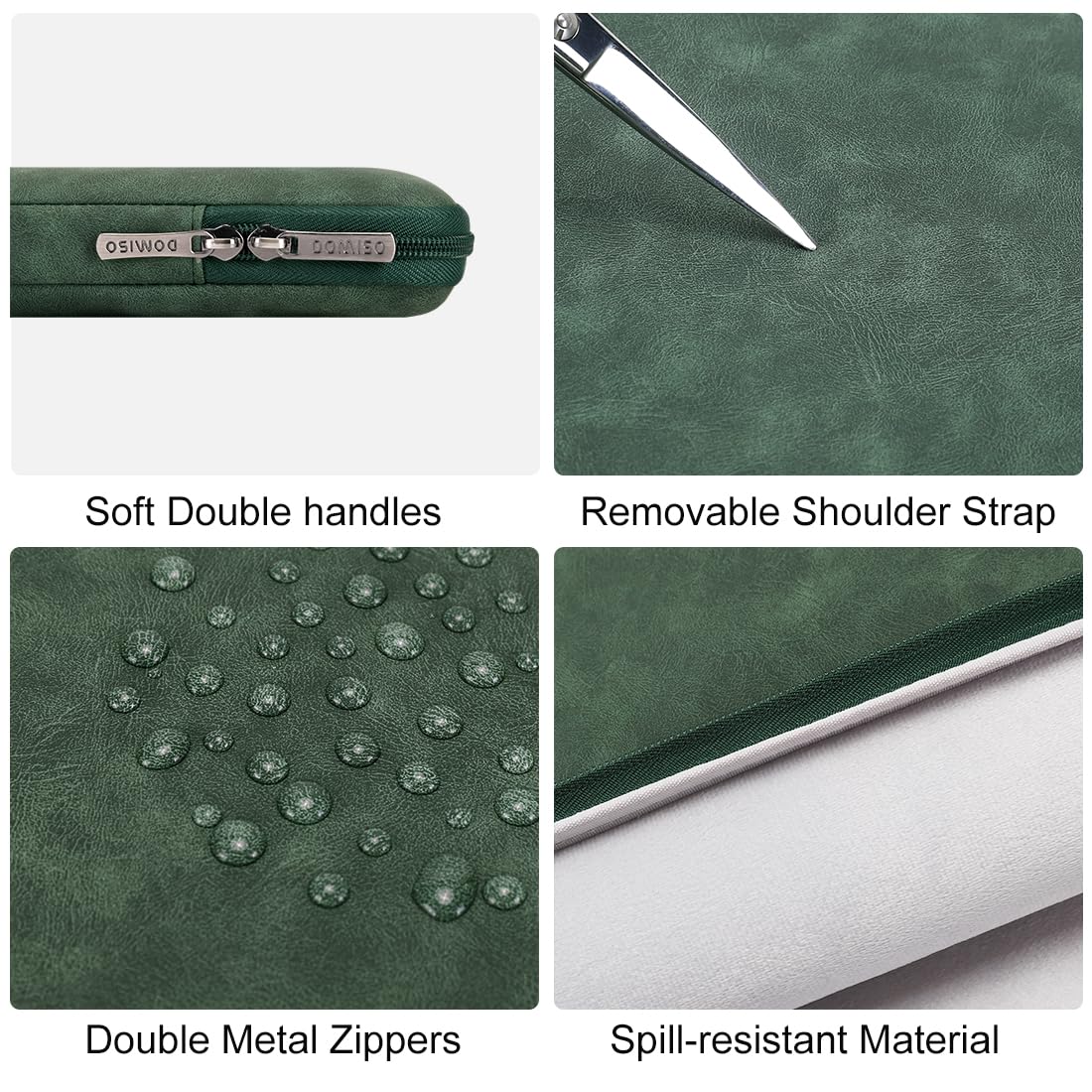 Domiso Laptop Sleeve 13,3 Pollici custodia verde scuro impermeabile