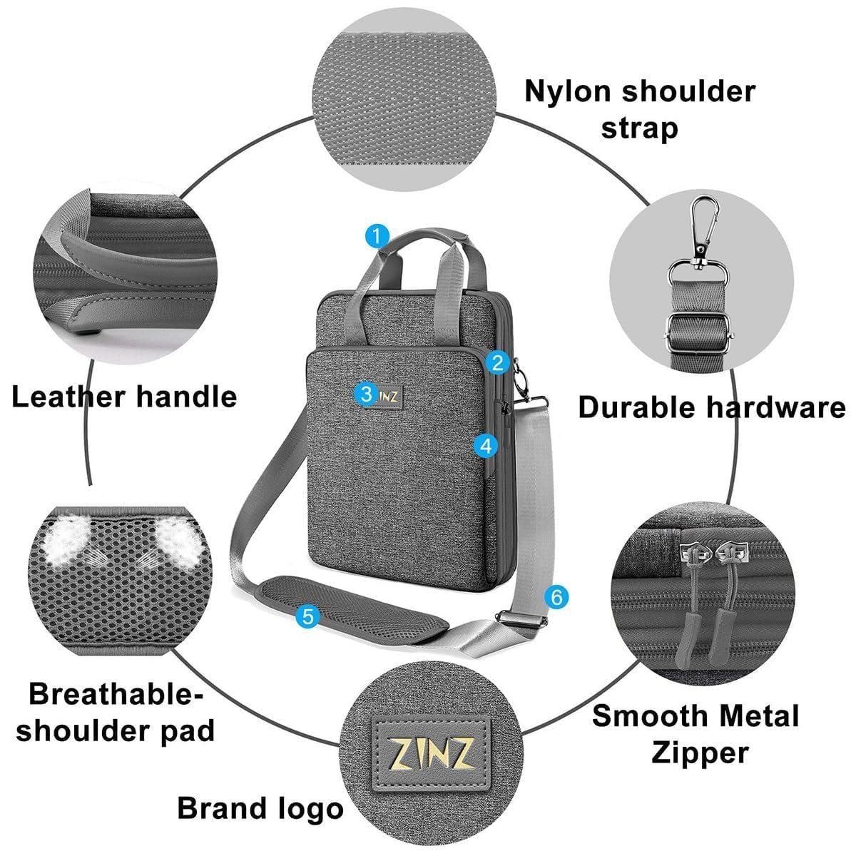 ZINZ Sling Bags Us-crossbody 06-gray&orange-130 borsa a tracolla 1 pezzo espandibile