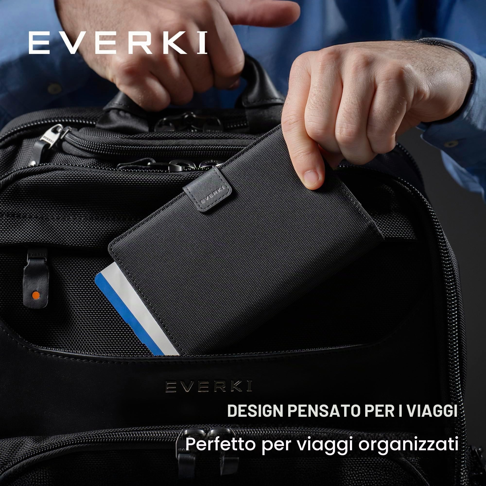 EVERKI Borselli e Borse a Tracolla Porta passaporto RFID nero sottile