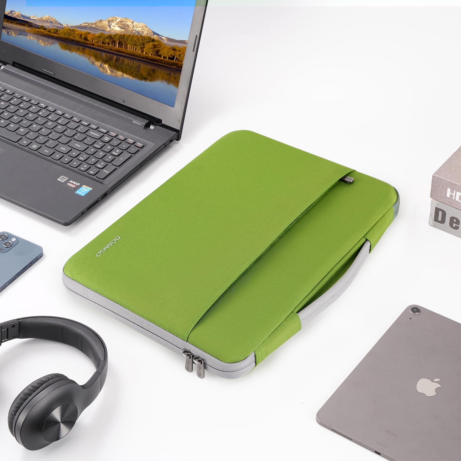 Domiso Laptop Sleeve 17,3 Pollici custodia laptop verde erba antiurto