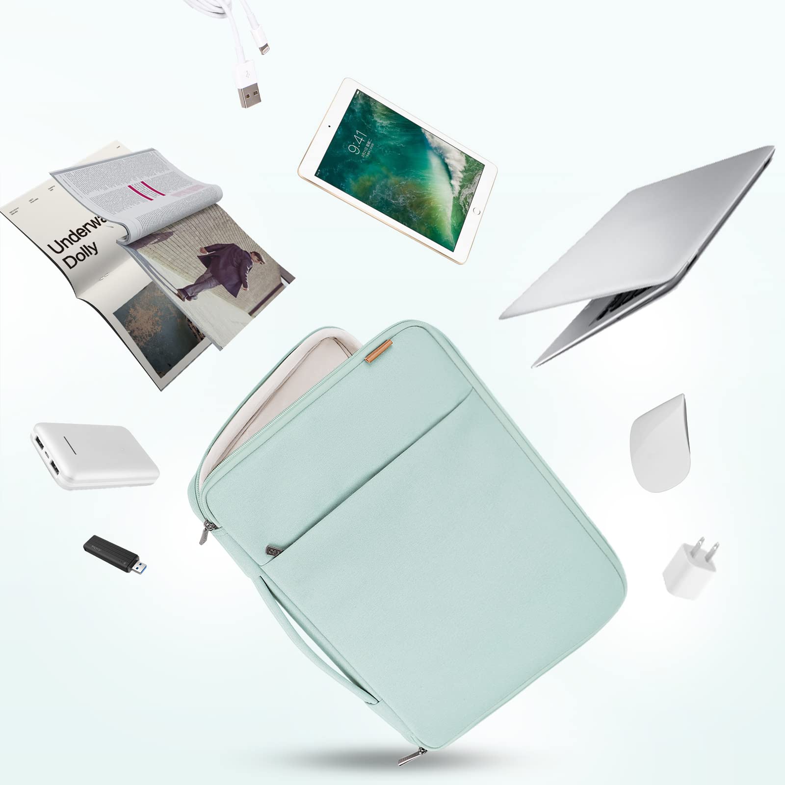 Domiso Laptop Sleeve 17,3 Pollici custodia laptop impermeabile verde menta
