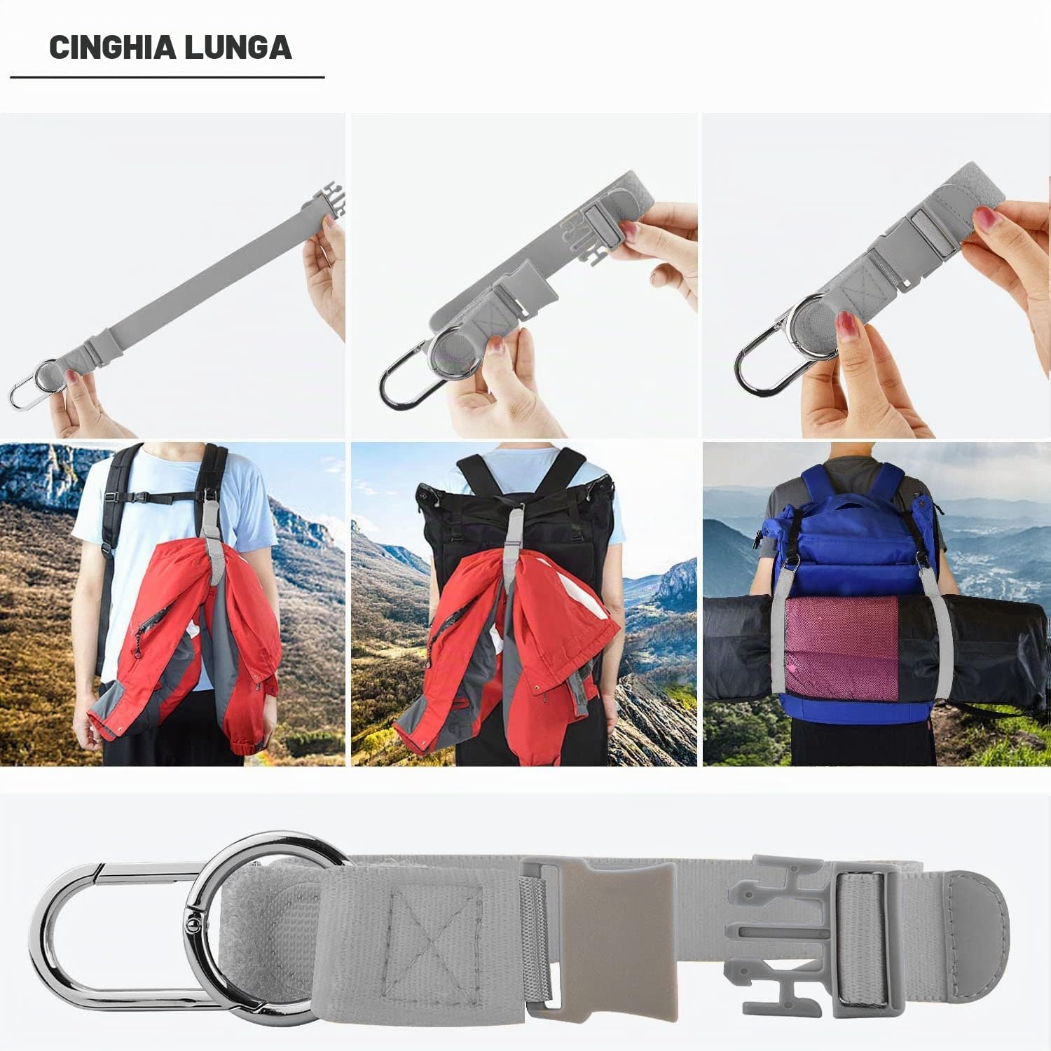 ZINZ Luggage Straps cinghia elastica da viaggio grigio argento