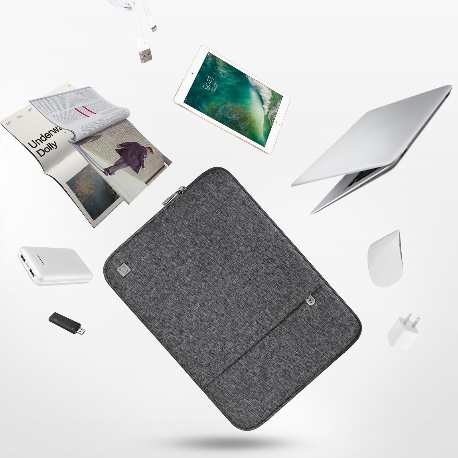 Domiso Laptop Sleeve 13,3 Pollici custodia laptop grigio scuro impermeabile
