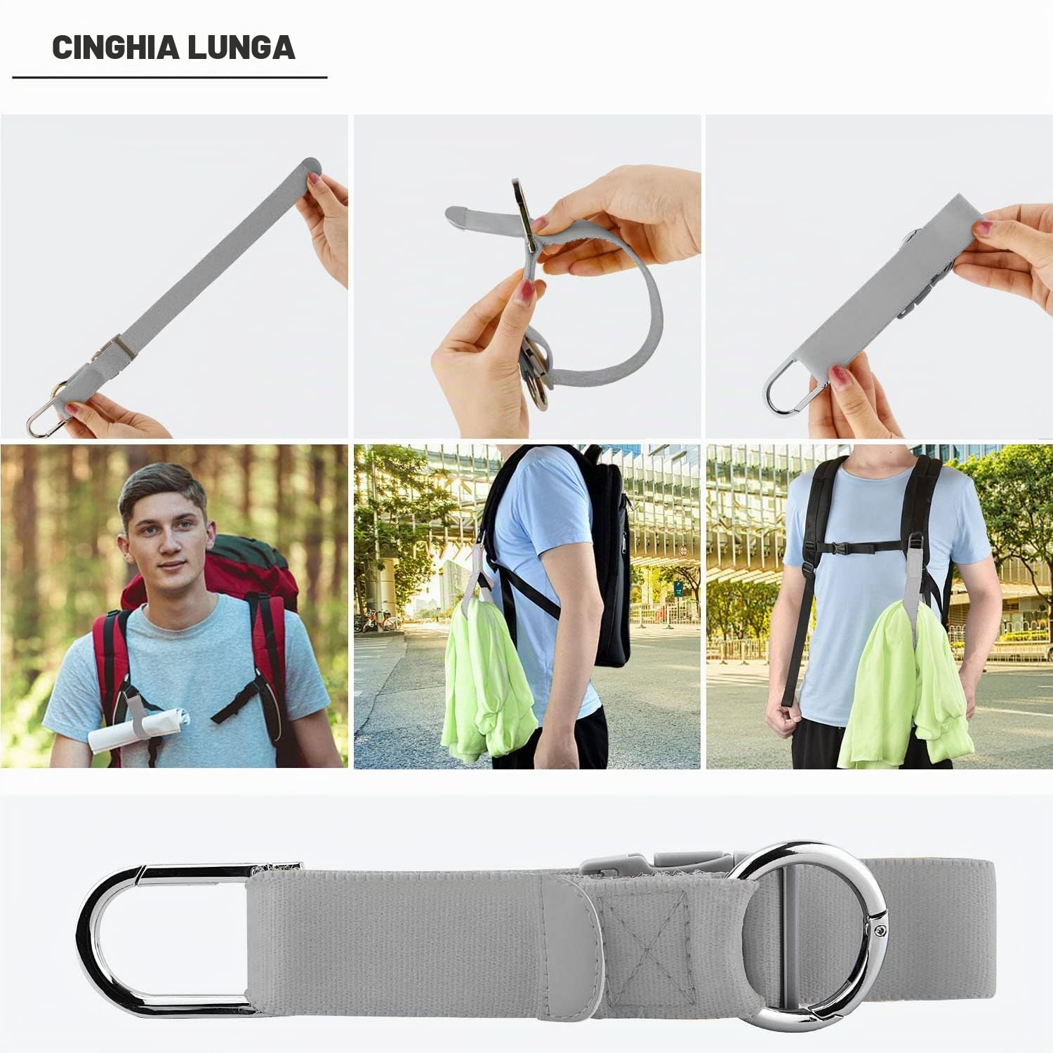ZINZ Luggage Straps cinghia elastica da viaggio grigio argento