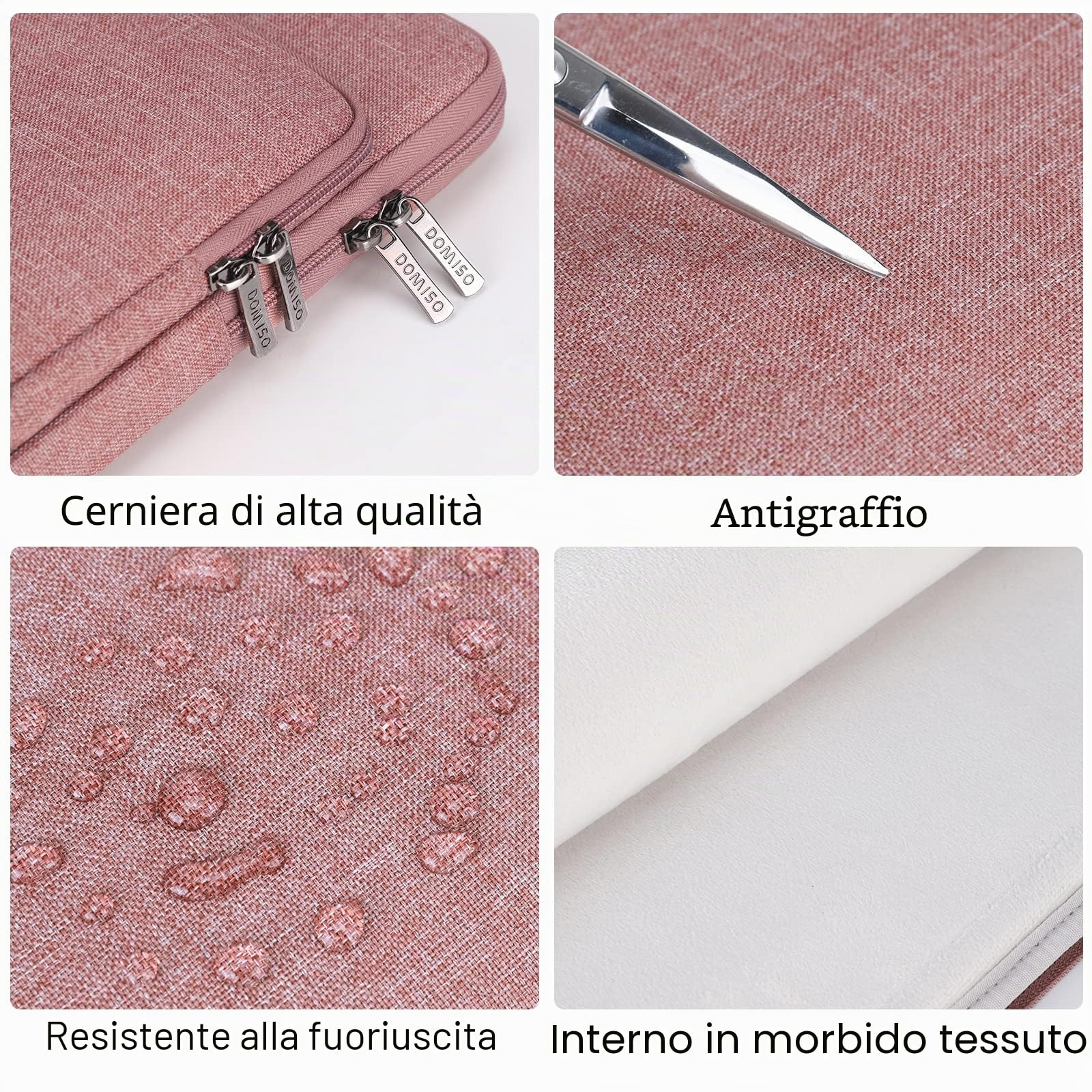 Domiso Laptop Sleeve 17,3" custodia laptop rosa impermeabile