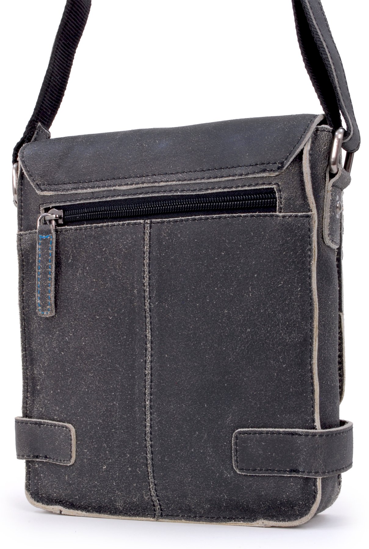 Ashwood Camden 8351 borsa messenger nera in pelle vintage
