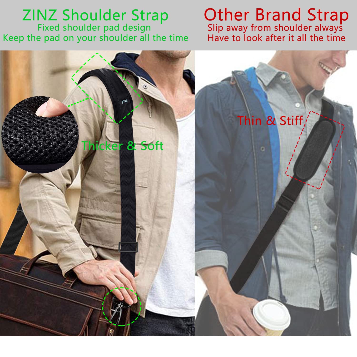 ZINZ Shoulder Pads cinturino regolabile 79″ nero 200 cm imbottito
