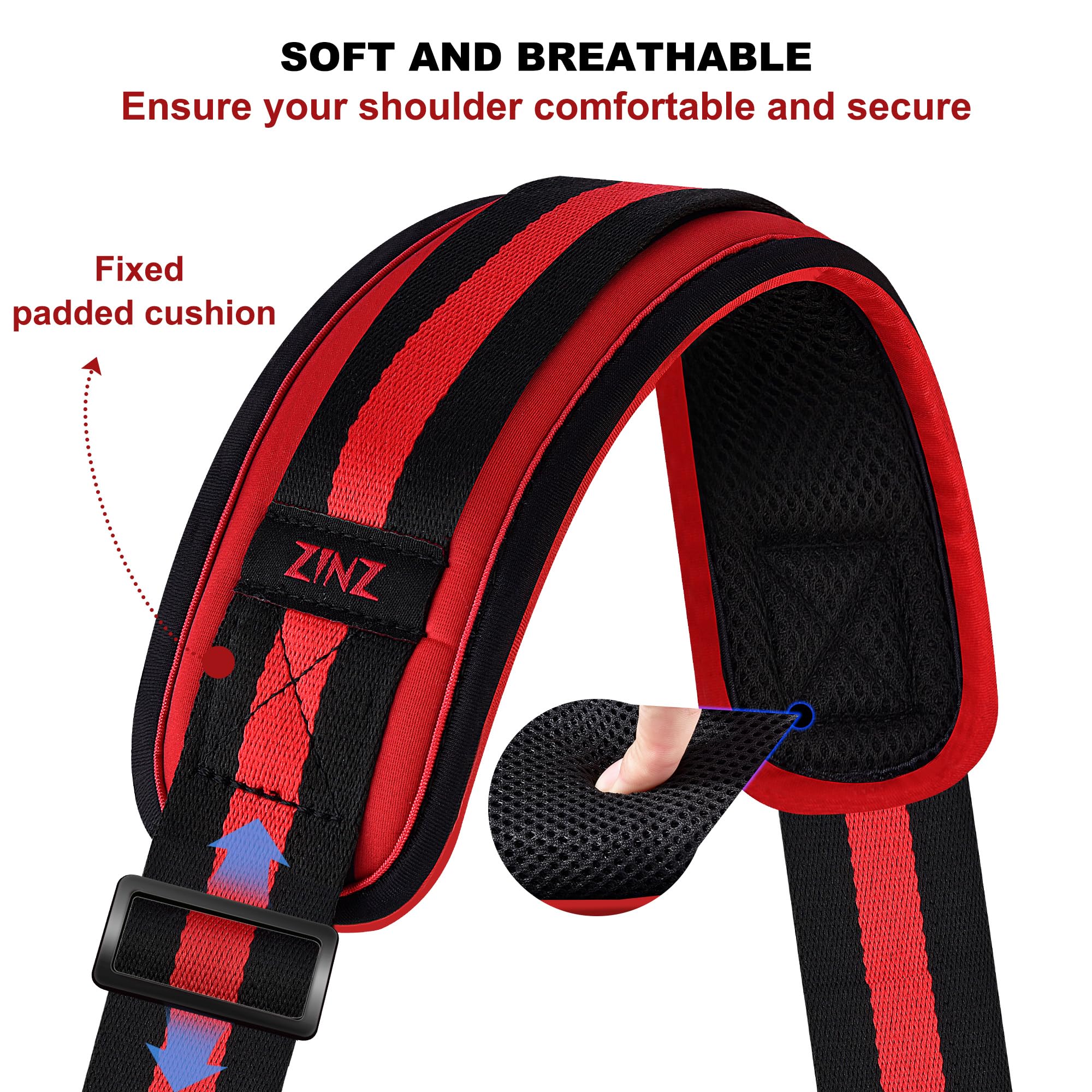 ZINZ Shoulder Pads tracolla da 188 cm imbottitura fissa Strisce Nero-rosso-nere
