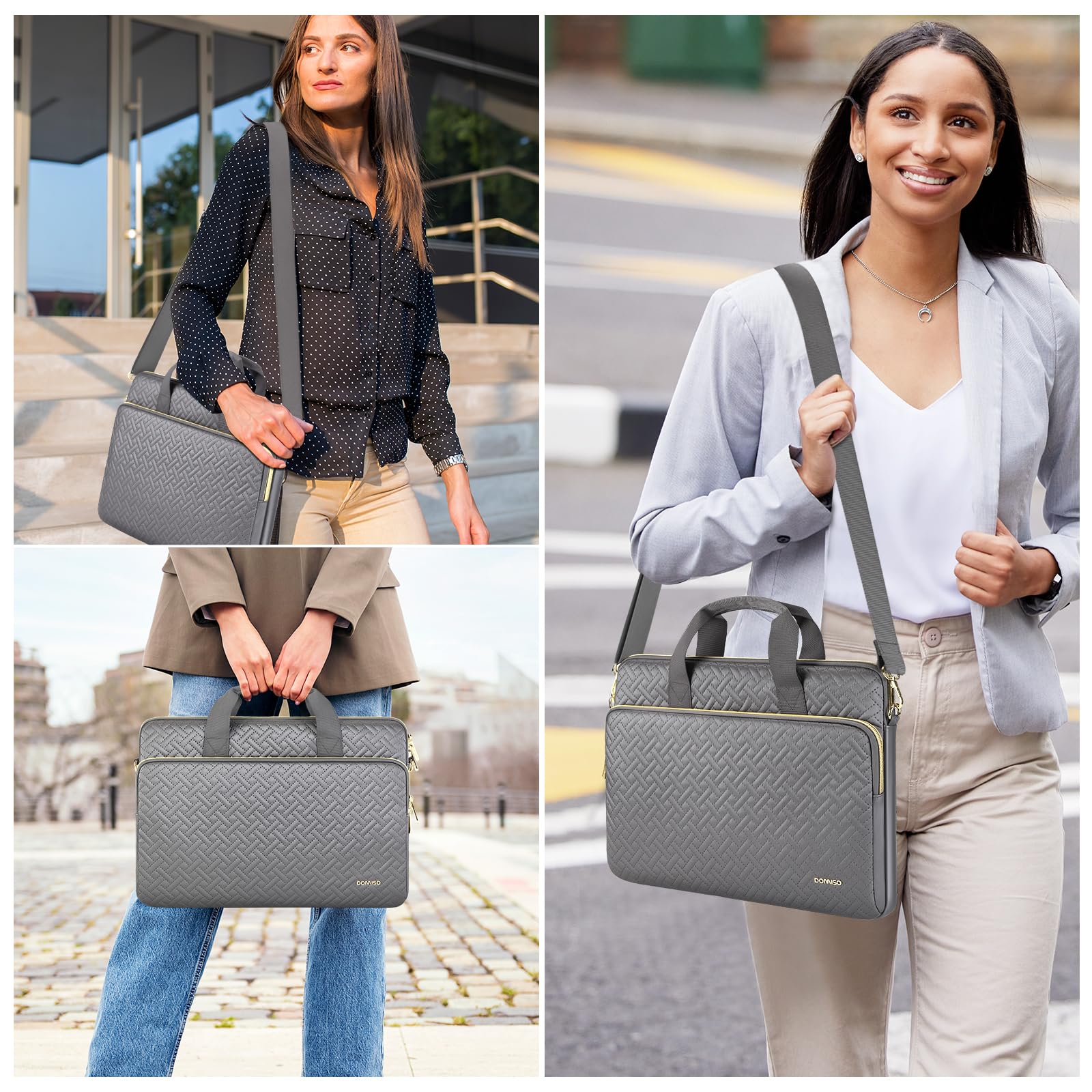 Domiso Laptop Briefcase 17,3 pollici borsa laptop grigia impermeabile