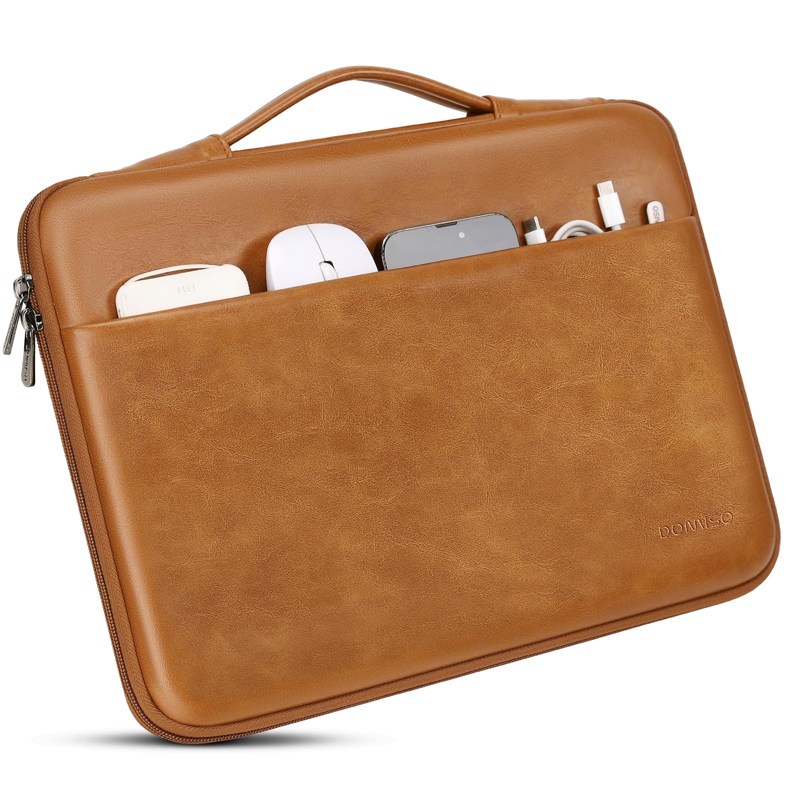 Domiso Laptop Sleeve 17,3 pollici custodia Marrone impermeabile PU