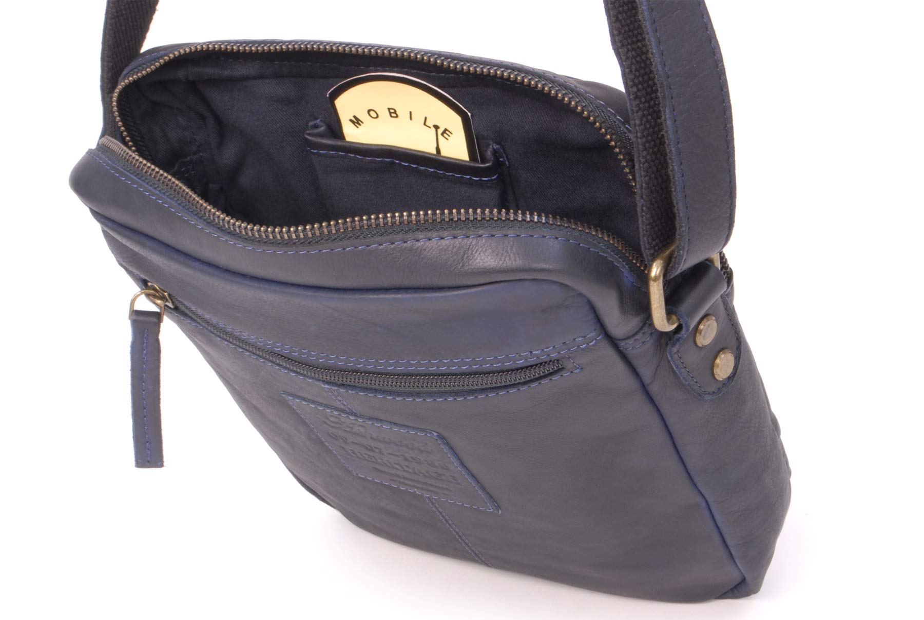 Ashwood Vera Pelle Vintage F-82 borsa messenger in pelle media