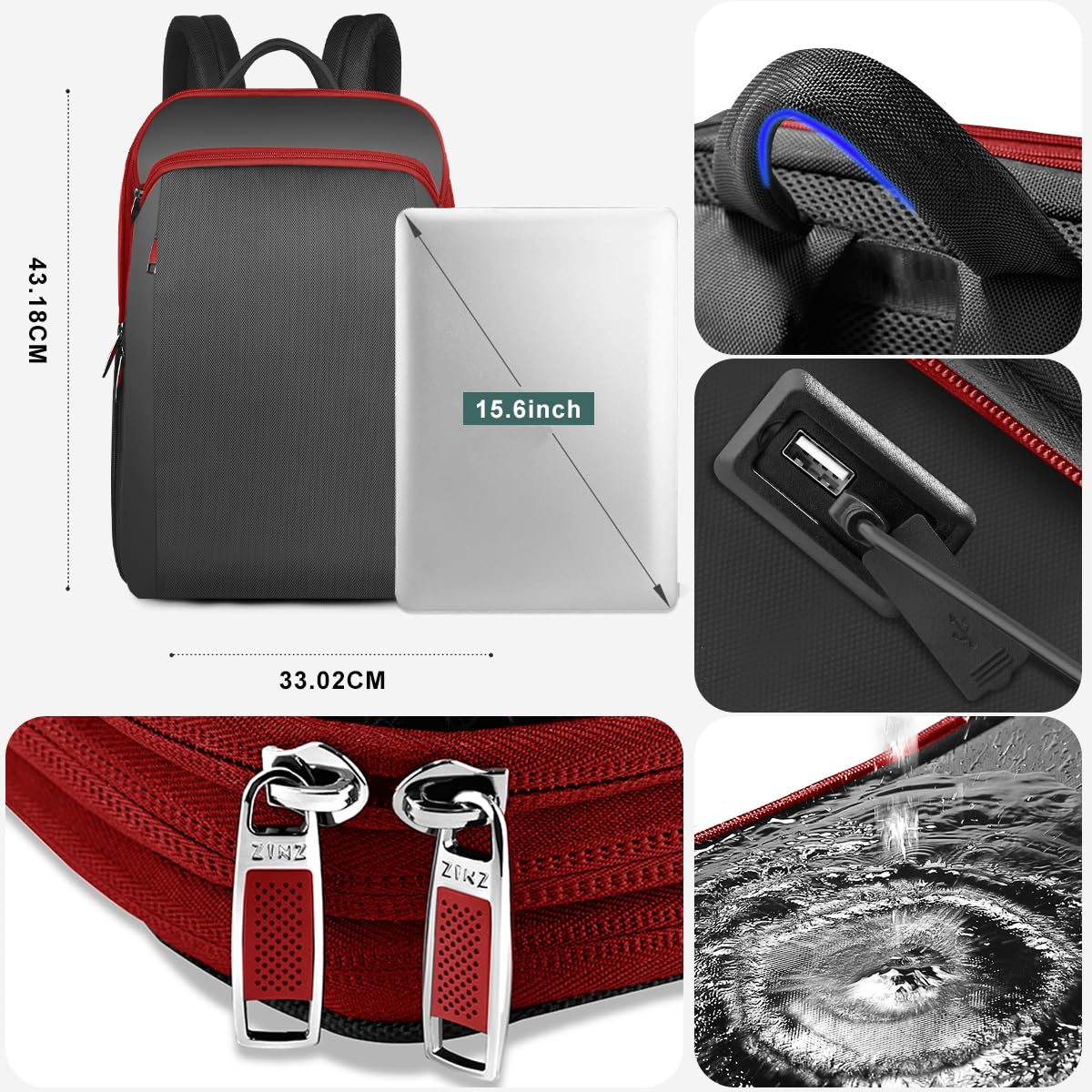 ZINZ Backpacks zaino laptop B01rd01 13-24 L espandibile