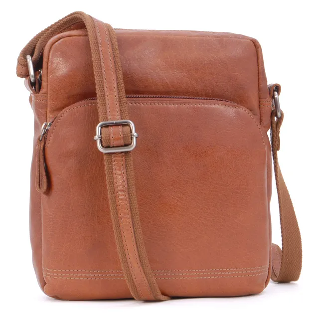 Ashwood Vera Pelle Vintage F-82 borsa messenger in pelle media