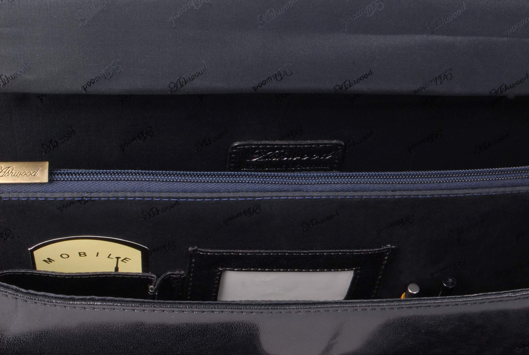 Ashwood Borse uomo Windsor borsa portadocumenti laptop 15” nera in pelle lucida
