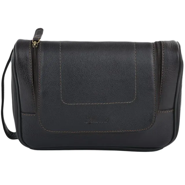 Ashwood Washbags 89145 beauty case Nero e Rosso in pelle e nylon