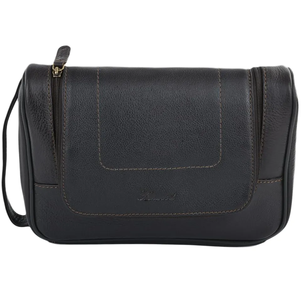 Ashwood Washbags 89145 beauty case Nero e Rosso in pelle e nylon