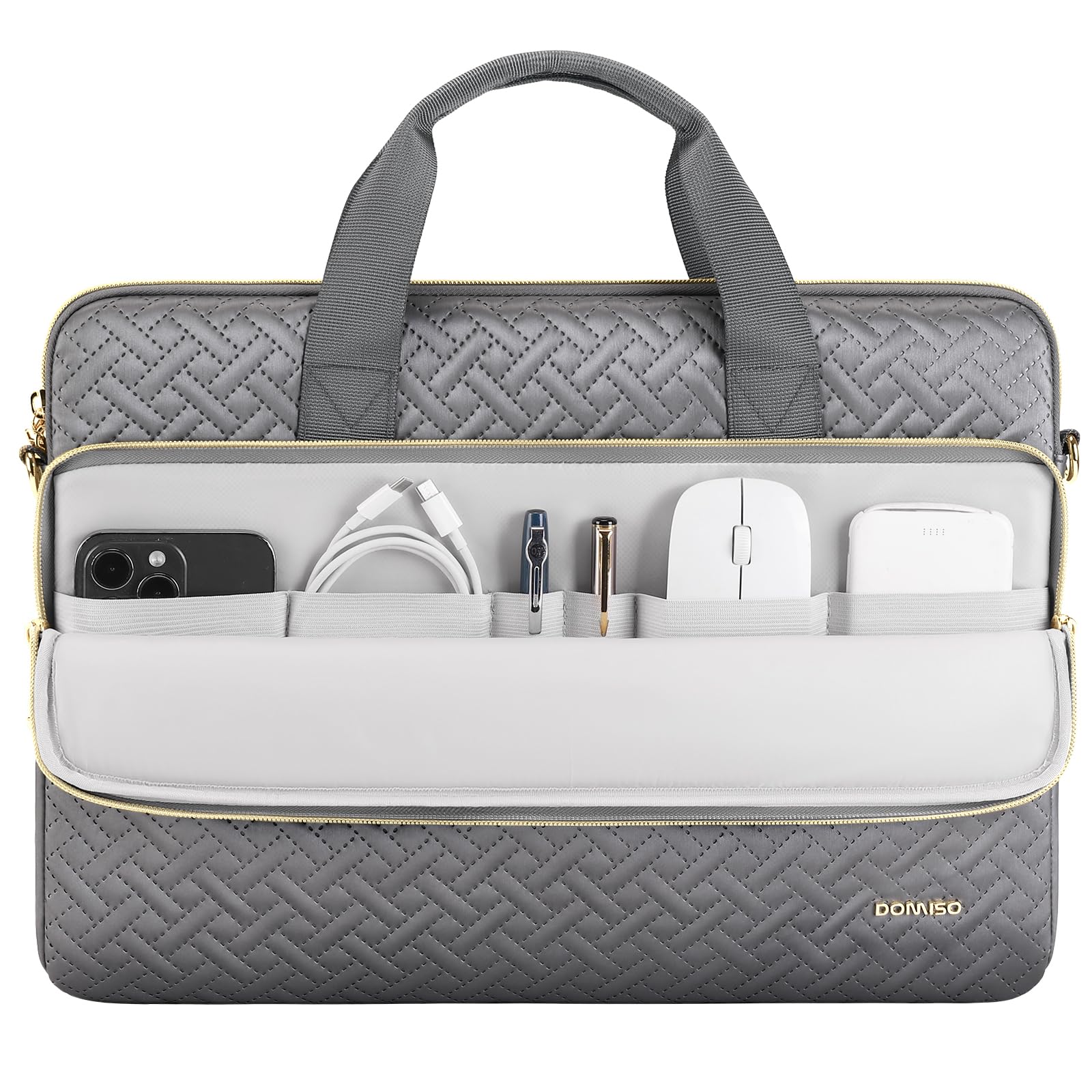 Domiso Laptop Briefcase 17,3 pollici borsa laptop grigia impermeabile