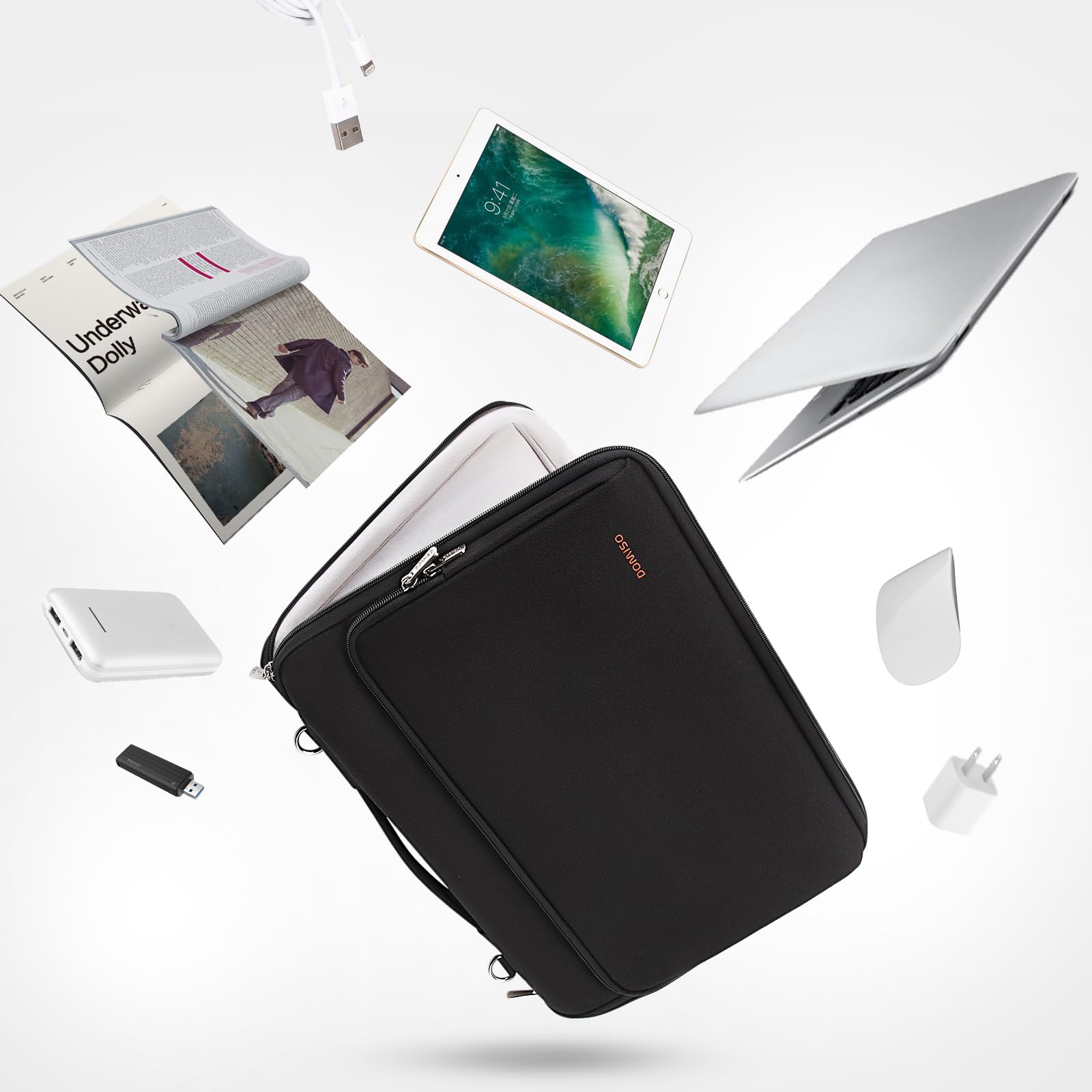 Domiso Laptop Sleeve 15,6 pollici custodia laptop nera impermeabile
