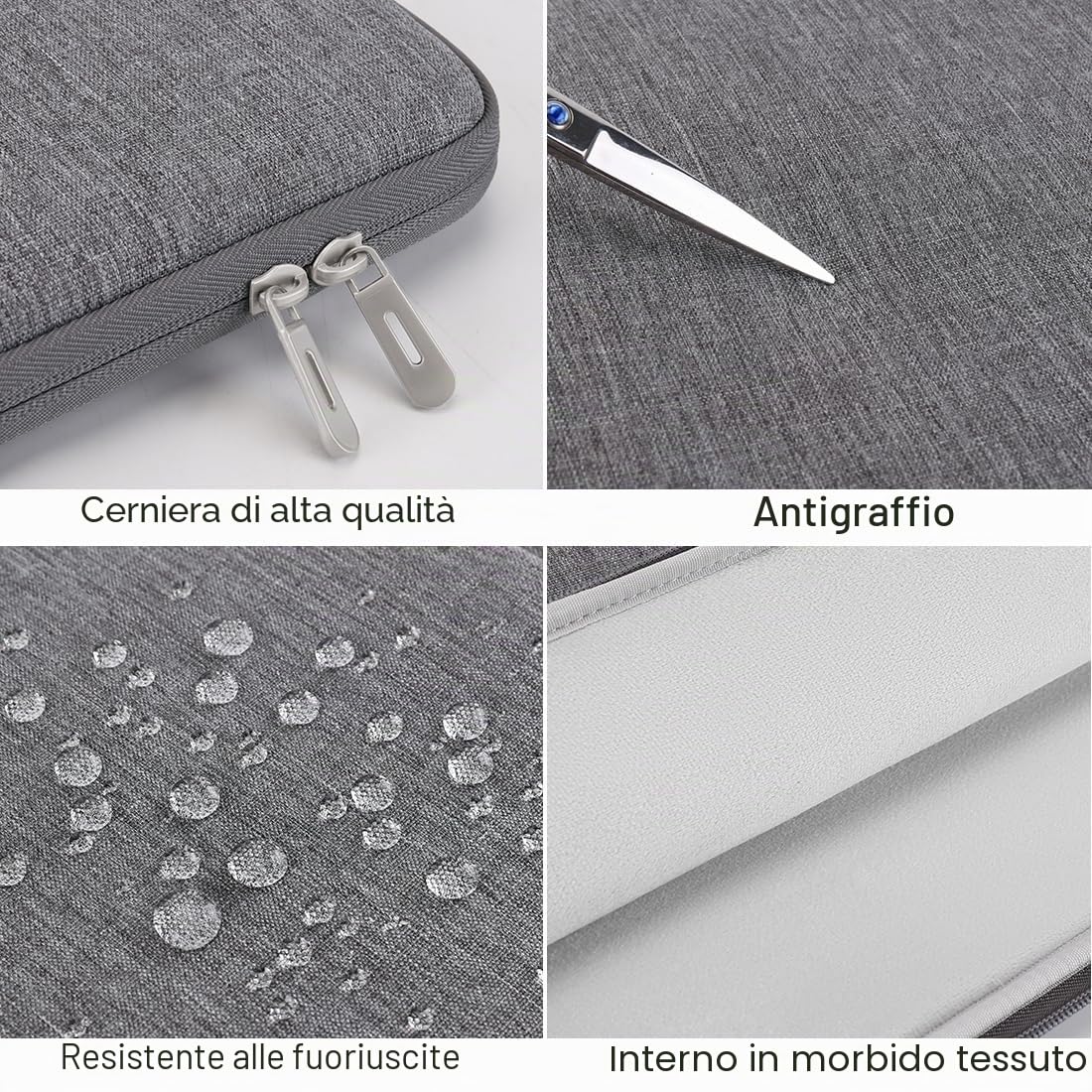 Domiso Laptop Sleeve 17,3 pollici custodia grigia impermeabile