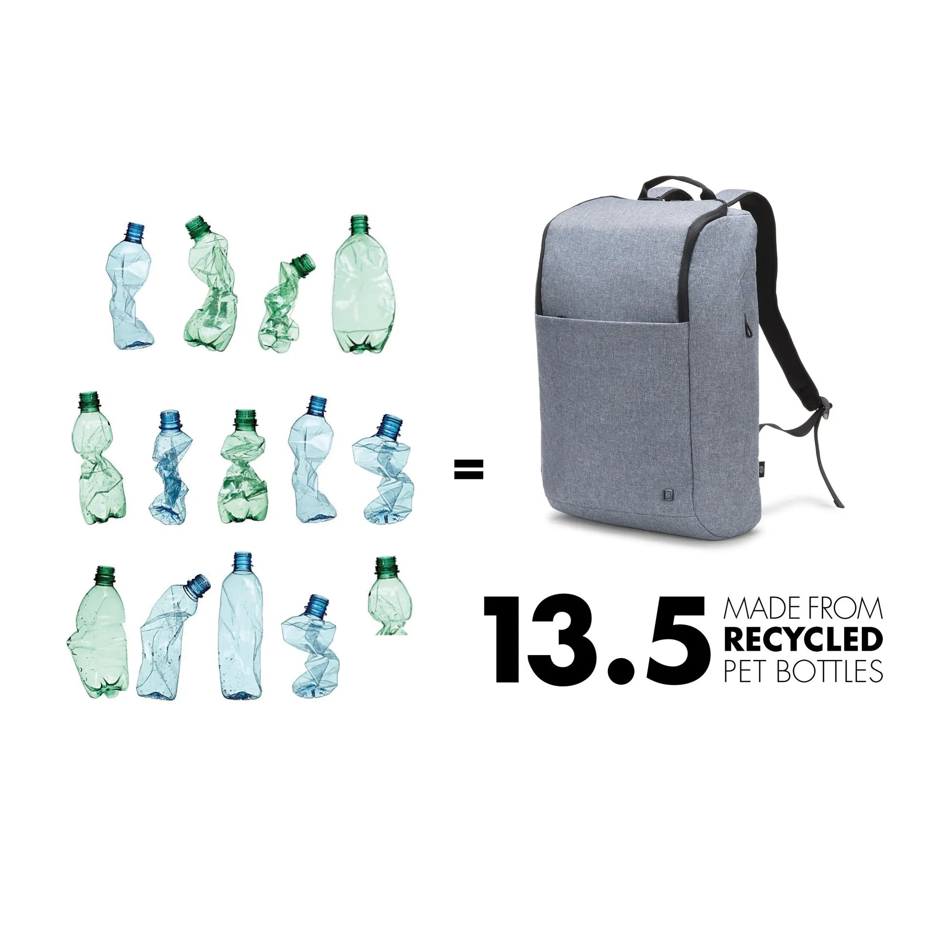 BASE XXO Backpacks Eco Backpack MOTION 13-15.6 - Blue Denim zaino laptop in rPET