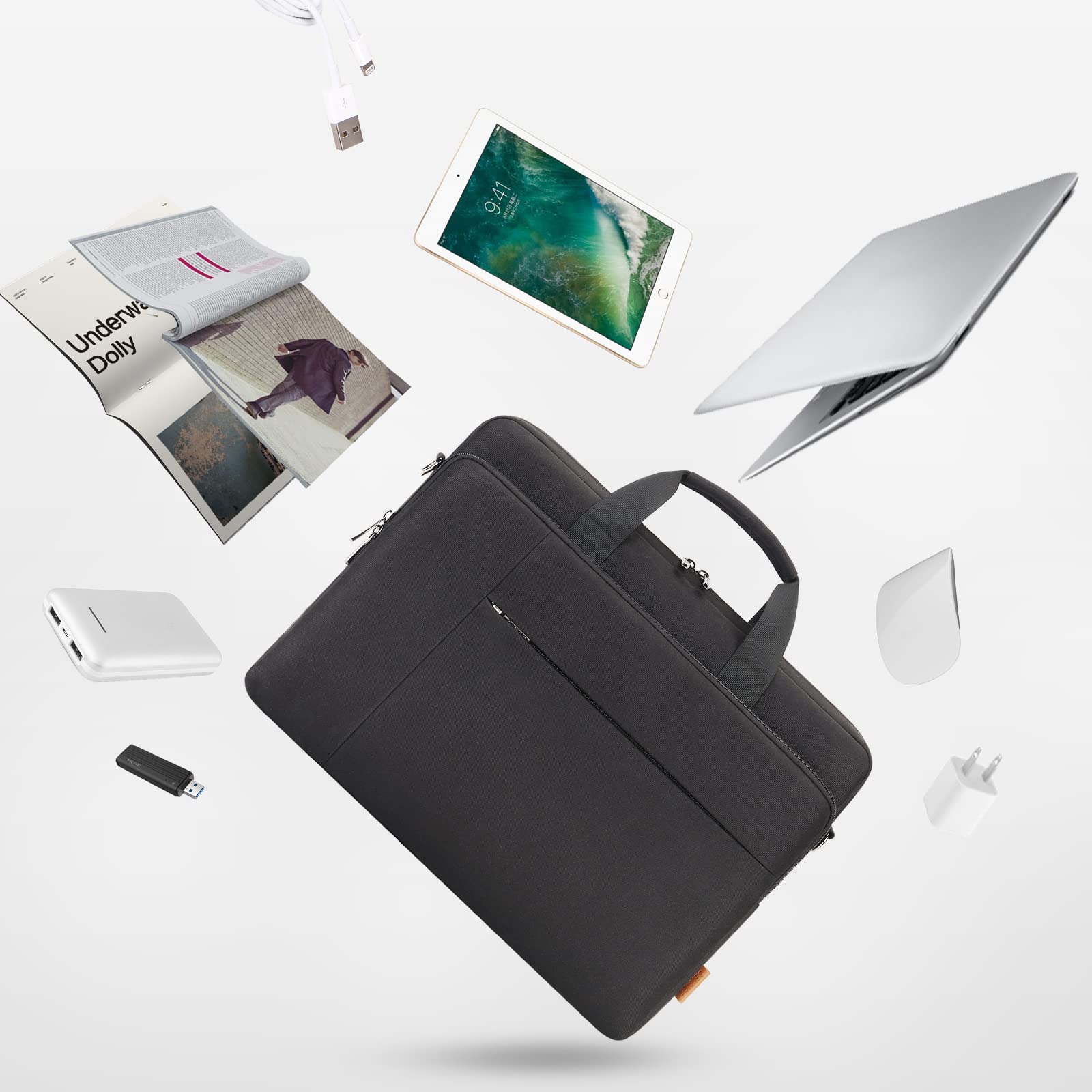 Domiso Laptop Briefcase 17,3 Pollici ventiquattrore laptop impermeabile nera