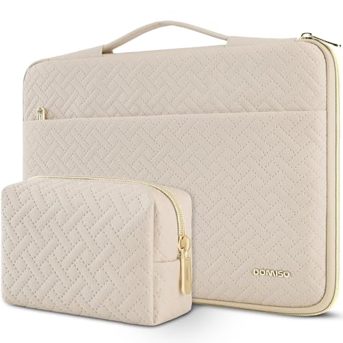 Domiso Laptop Sleeve custodia laptop 17,3 Pollici beige con cerniera oro