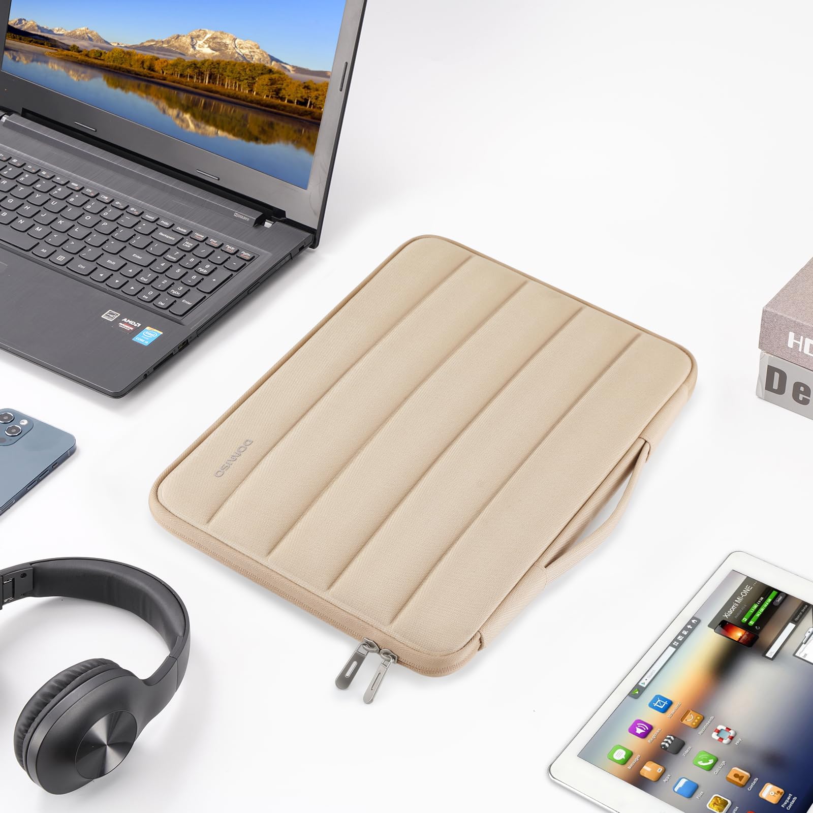 Domiso Laptop Sleeve 17,3 pollici custodia laptop beige impermeabile