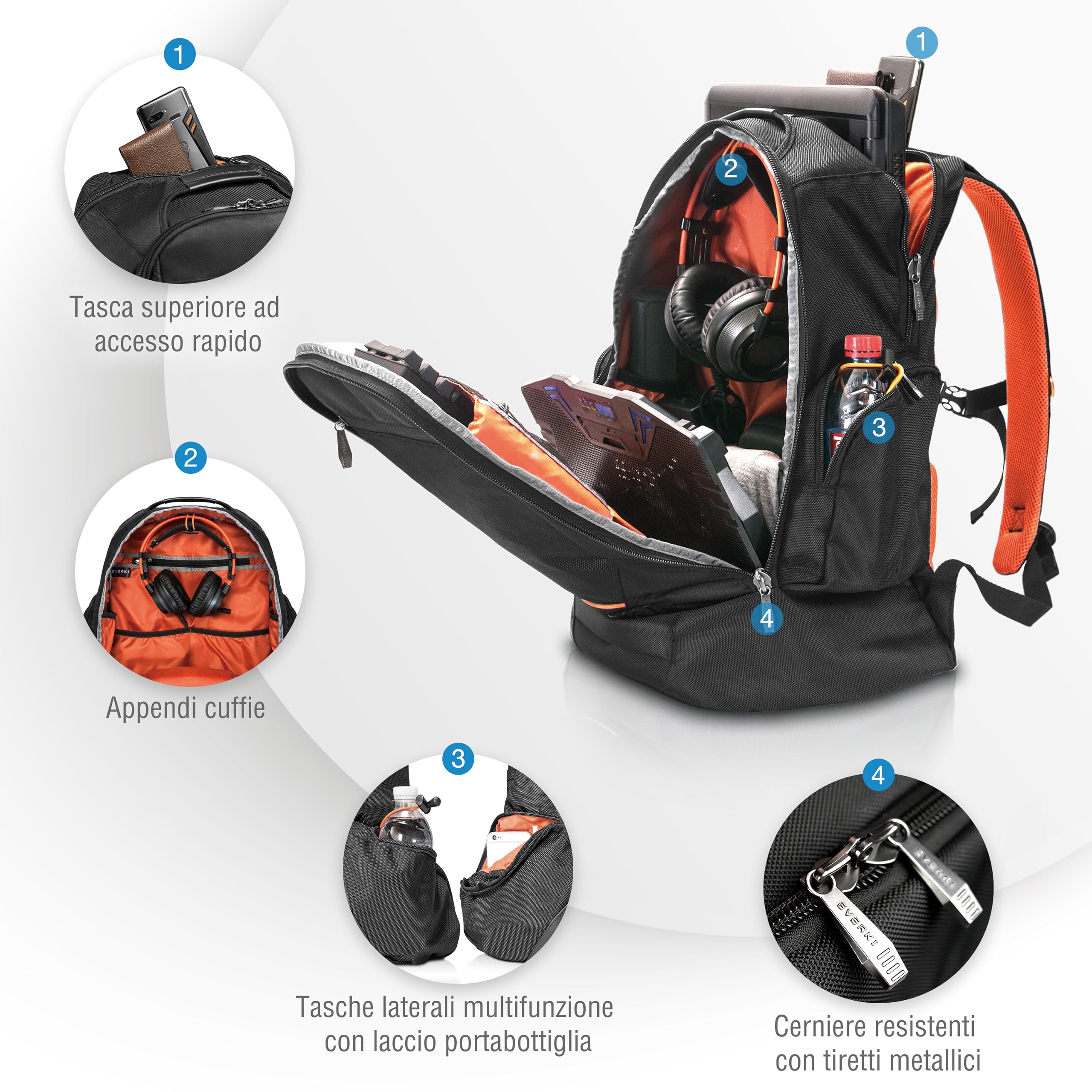 EVERKI Zaini per Portatile ContemPro 117 Backpack zaino laptop nero 42 L