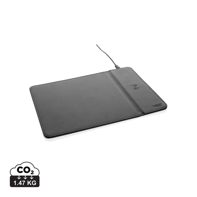 Swiss Peak Tech Tappetino mouse con ricarica wireless 10W in PU riciclato nero