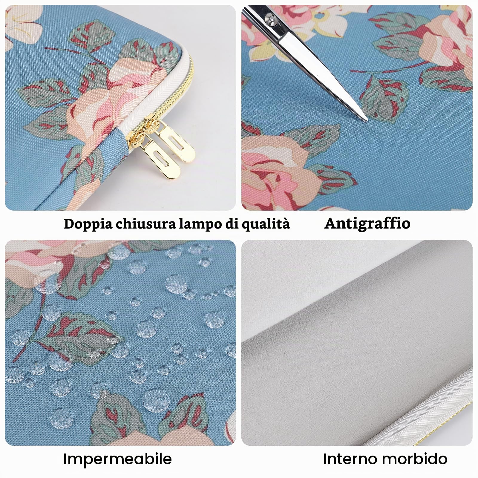 Domiso Laptop Sleeve 17,3 Pollici Custodia Impermeabile Blu