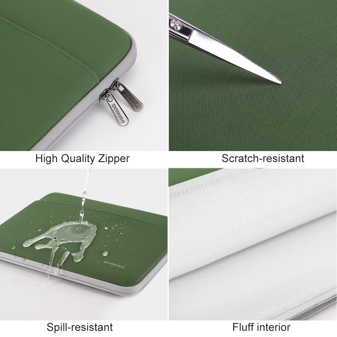 Domiso Laptop Sleeve 17,3 pollici custodia laptop verde avocado impermeabile
