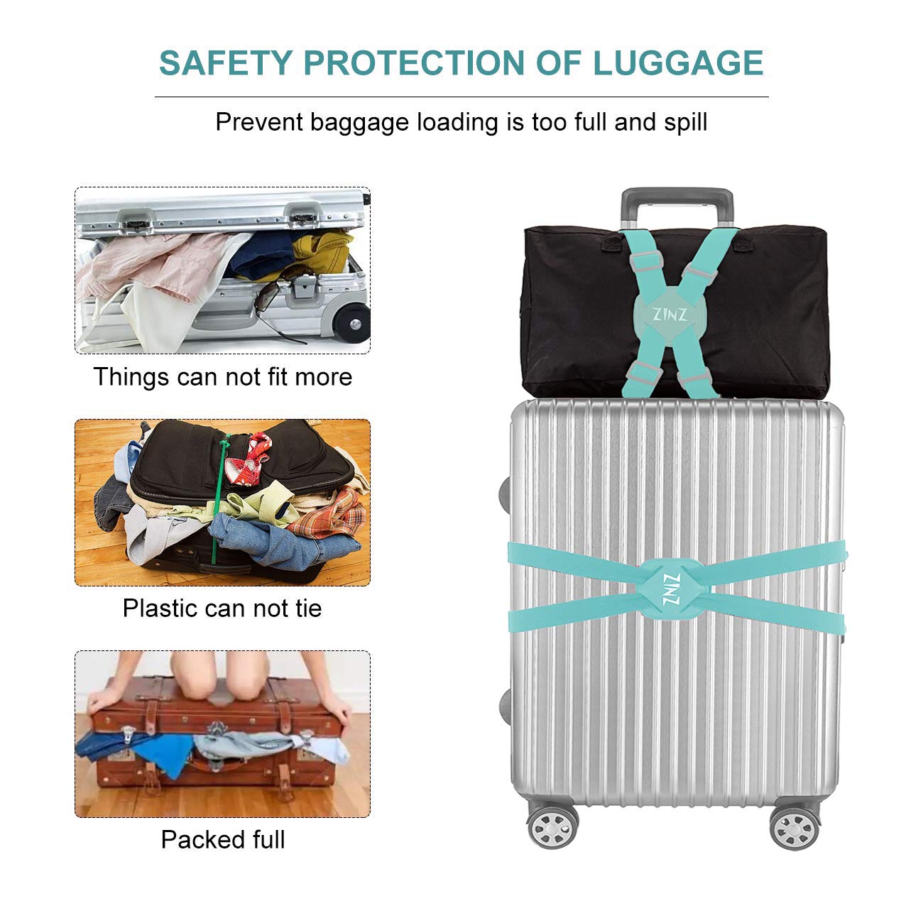 ZINZ Luggage Straps cinghia per bagagli verde chiaro elastica