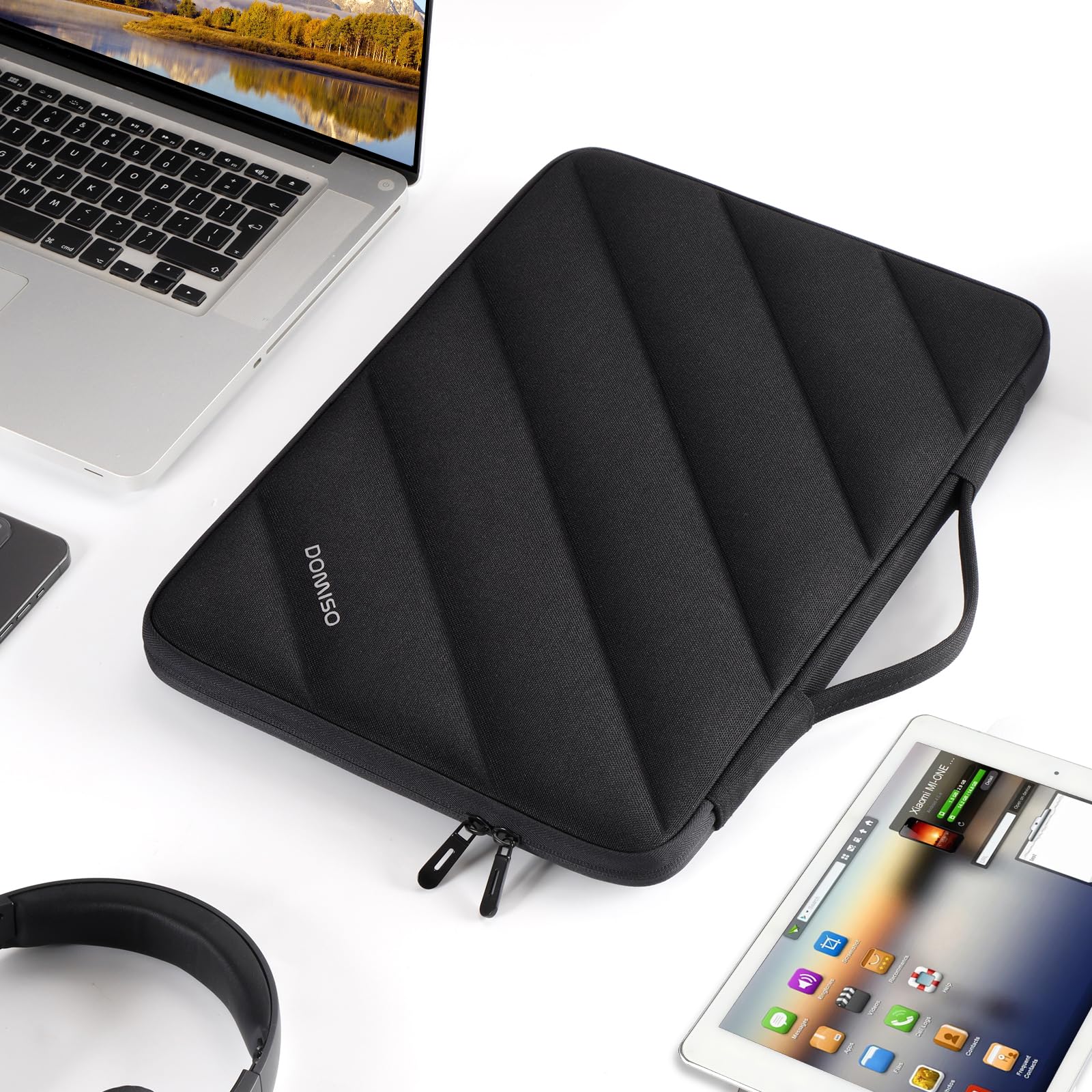 Domiso Laptop Sleeve 17,3 pollici custodia nera impermeabile