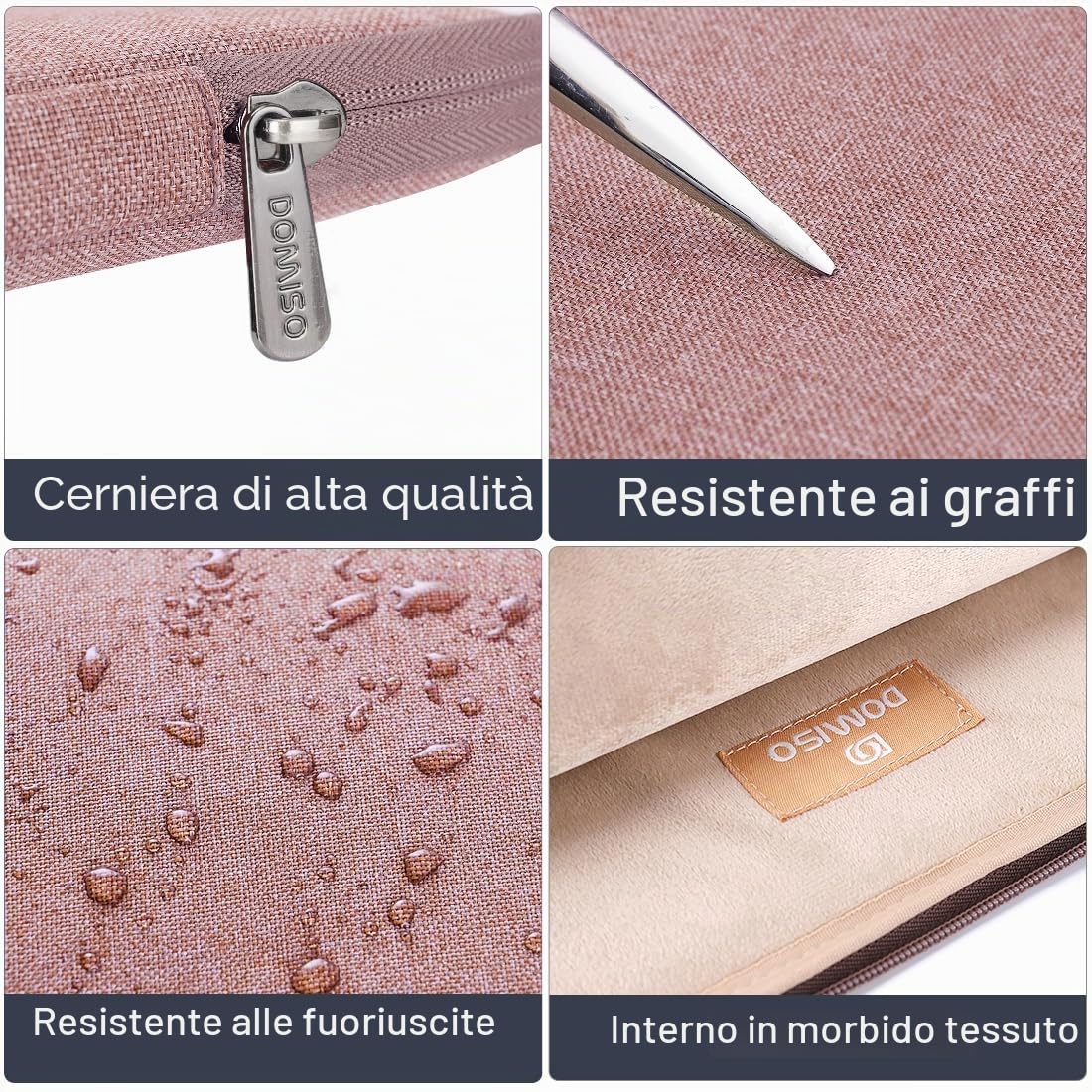 Domiso Laptop Sleeve 14 Pollici custodia laptop Rosa impermeabile