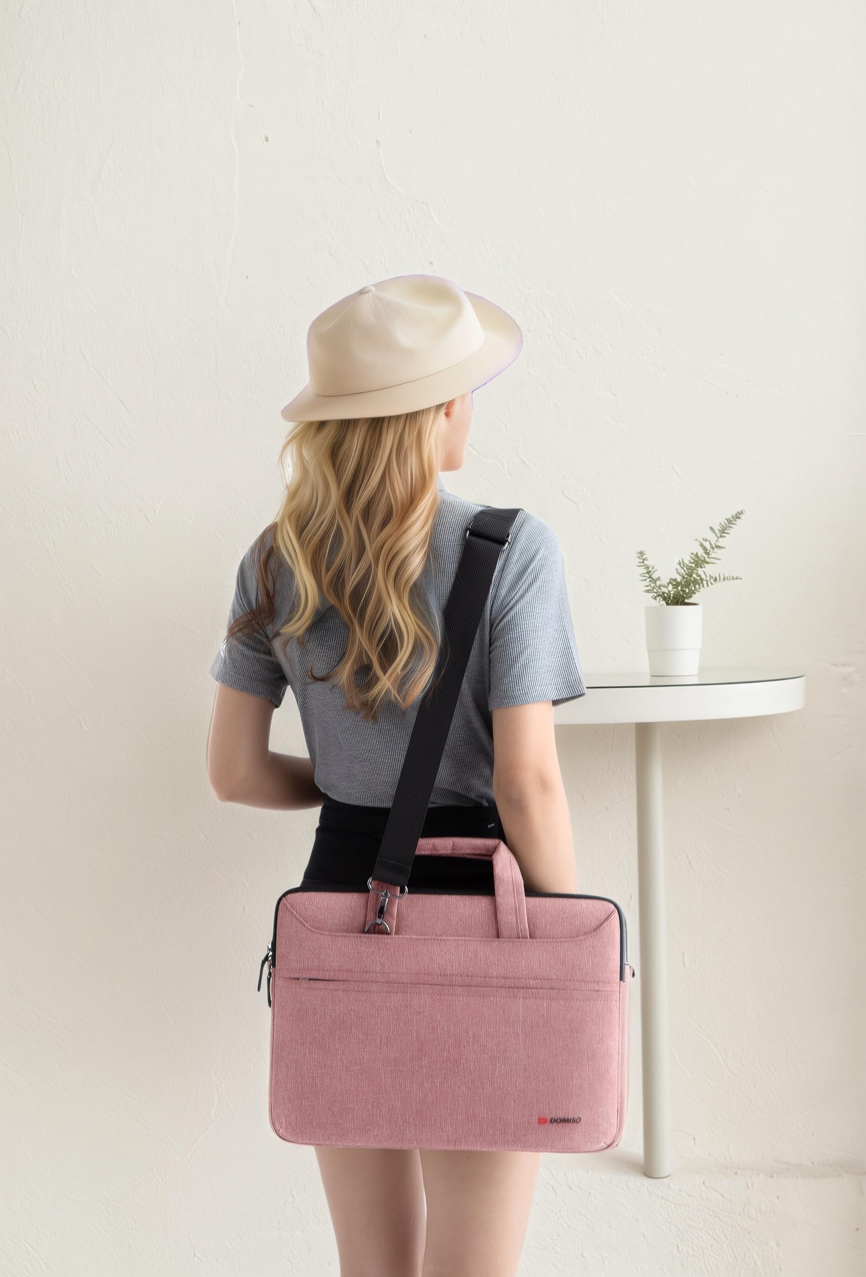 DOMISO Laptop Briefcase 17.3 Pollici borsa laptop rosa impermeabile