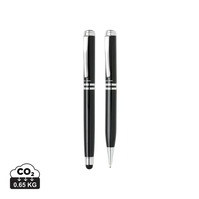 Swiss Peak set penne executive nero, roller touchscreen con refill blu