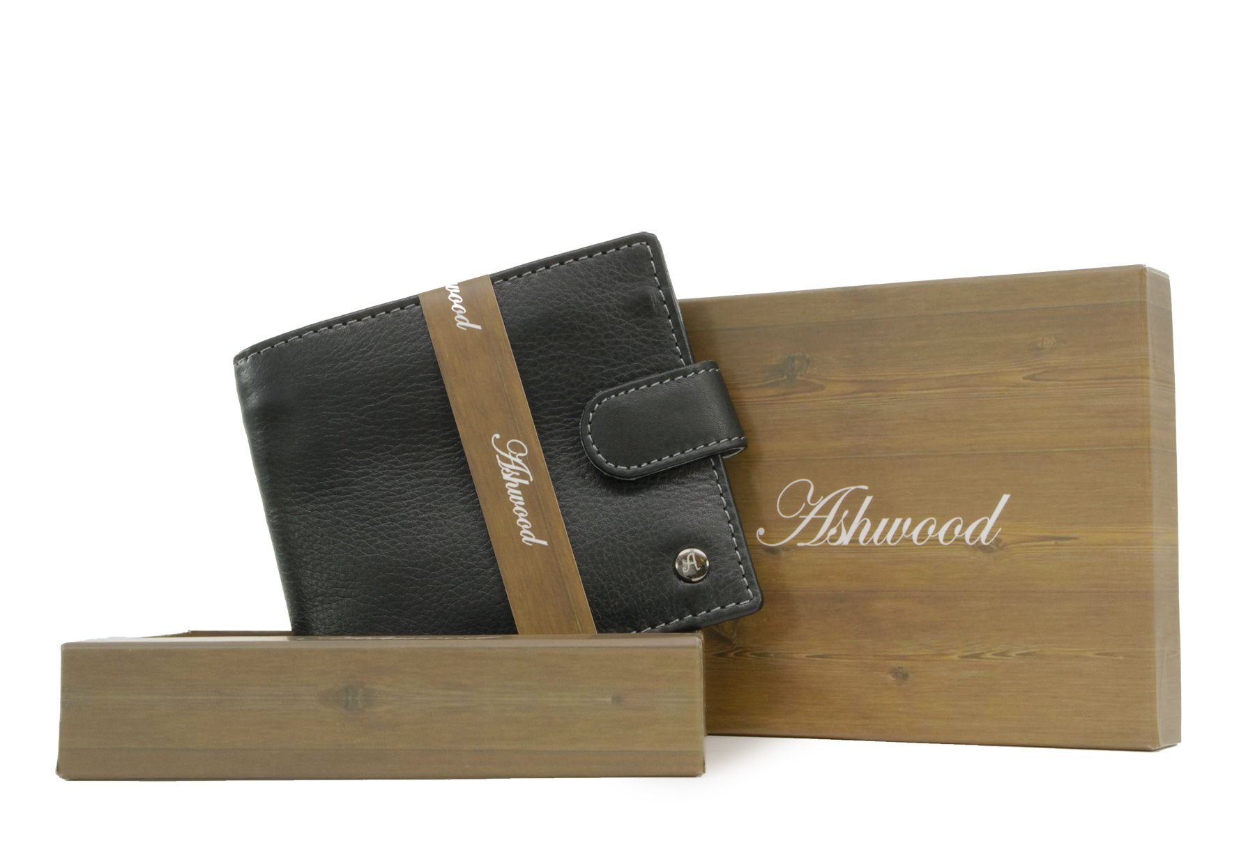 Ashwood Wallets 1222 portafoglio uomo NERO/GRIGIO in vera pelle