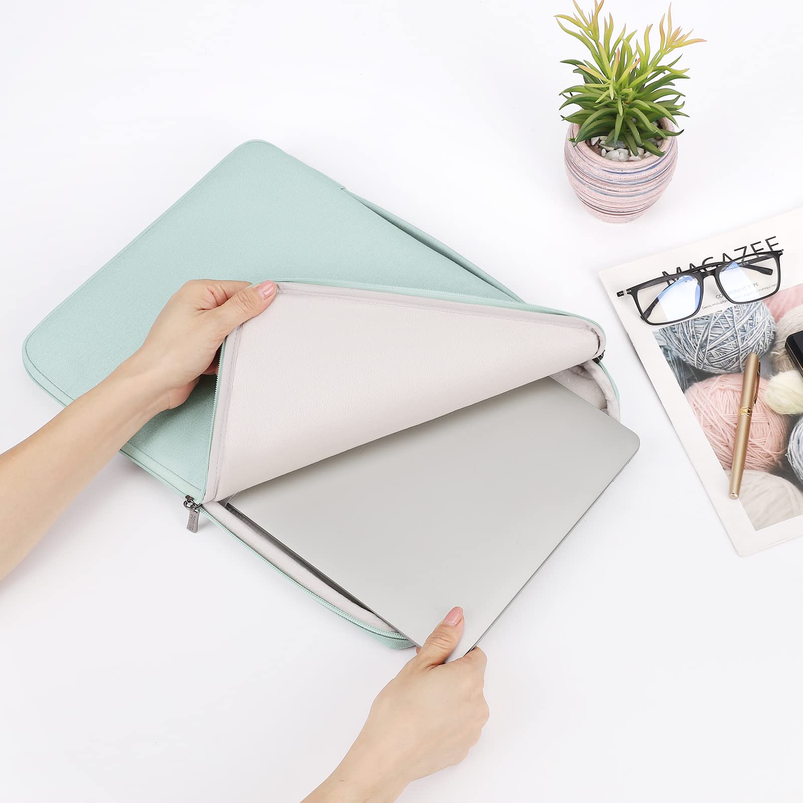 Domiso Laptop Sleeve 17,3 Pollici custodia laptop impermeabile verde menta