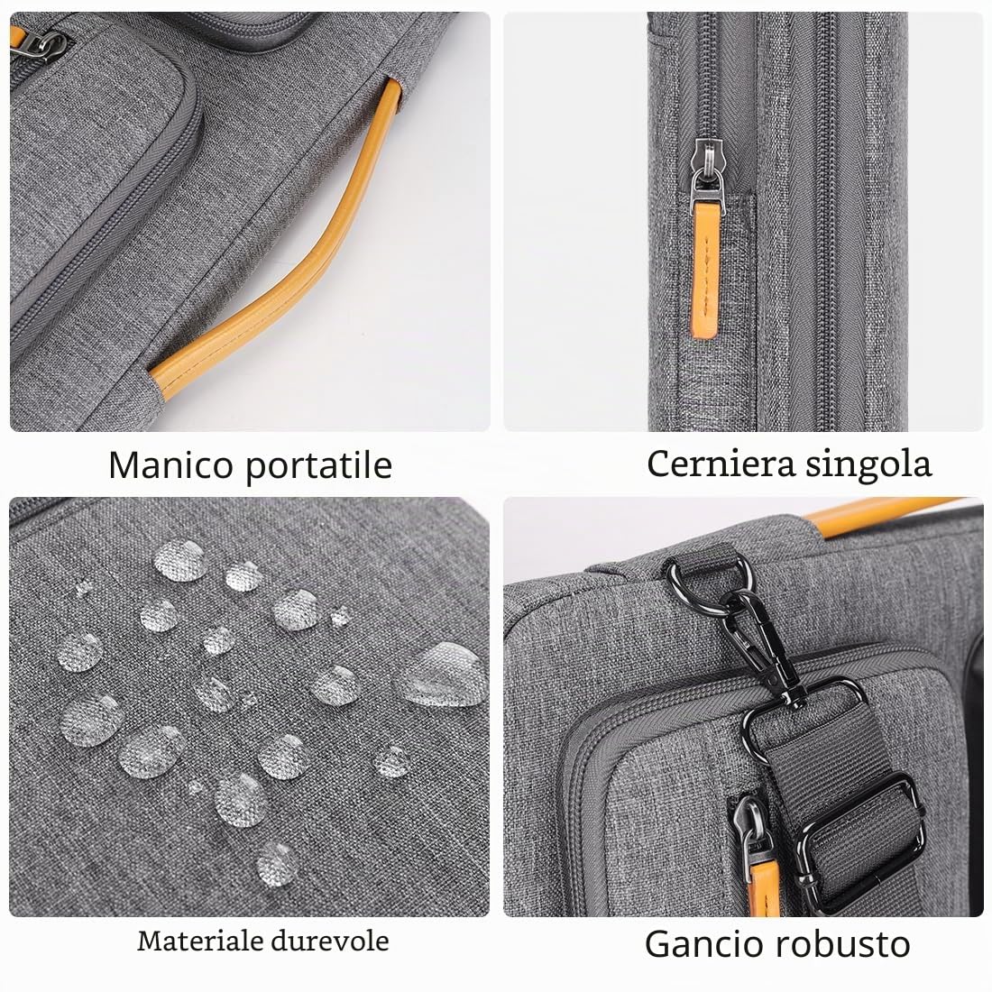 Domiso Laptop Briefcase 17,3 pollici borsa laptop grigia impermeabile