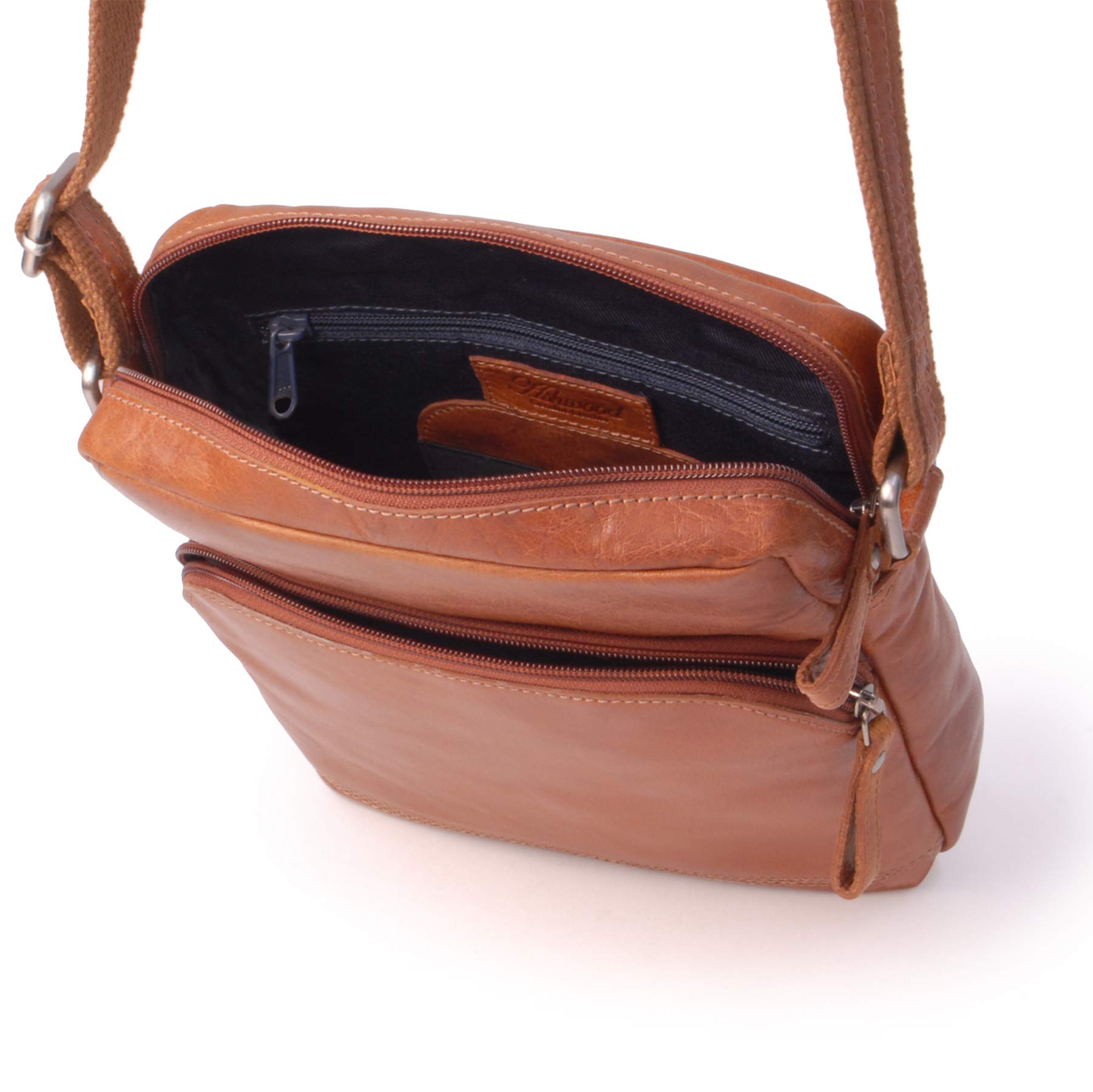 Ashwood Vera Pelle Vintage F-82 borsa messenger in pelle media