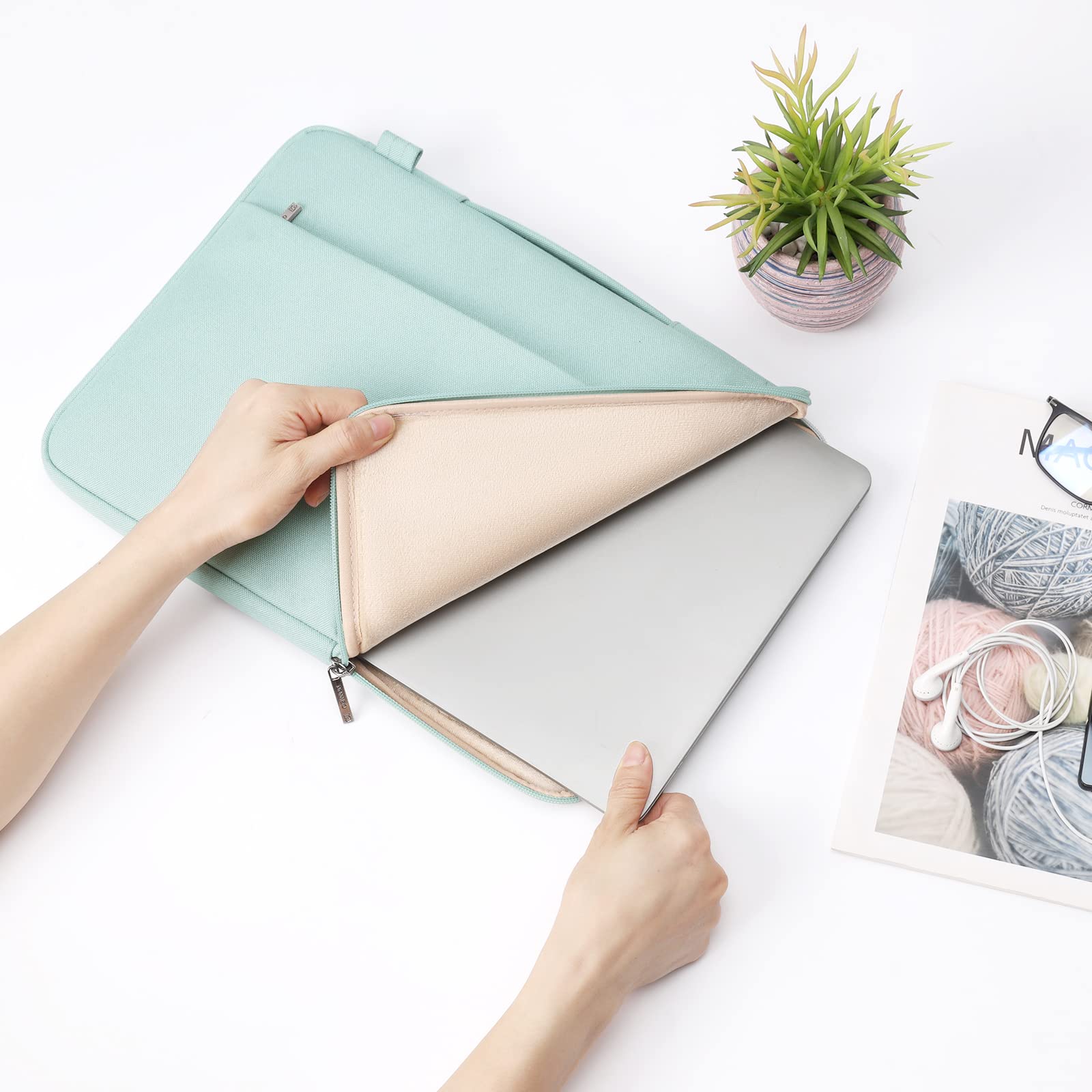 Domiso Laptop Sleeve 15,6 Pollici custodia laptop verde menta impermeabile