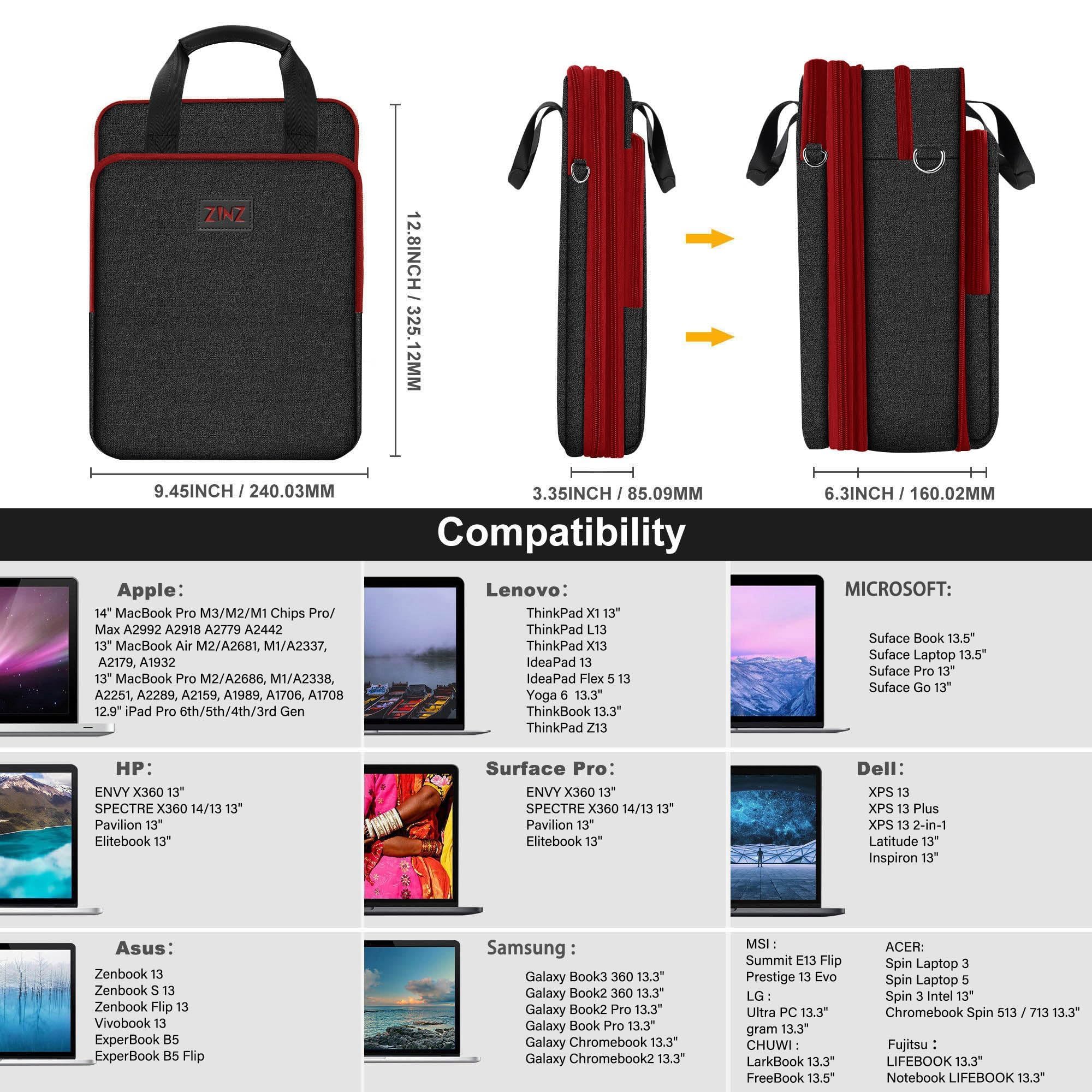 ZINZ Shoulder Bags B01K02 borsa tracolla laptop 12,9-13" estensibile