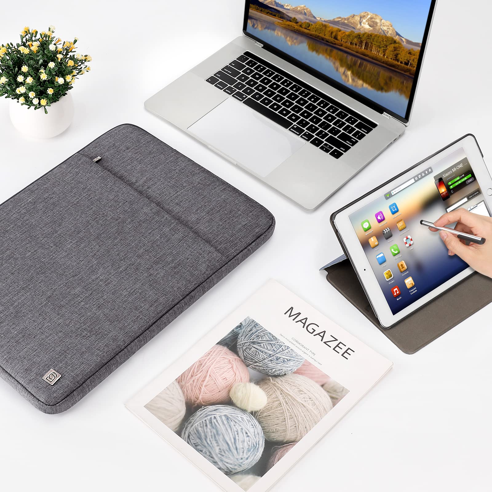 Domiso Laptop Sleeve 17,3 pollici custodia laptop grigia impermeabile