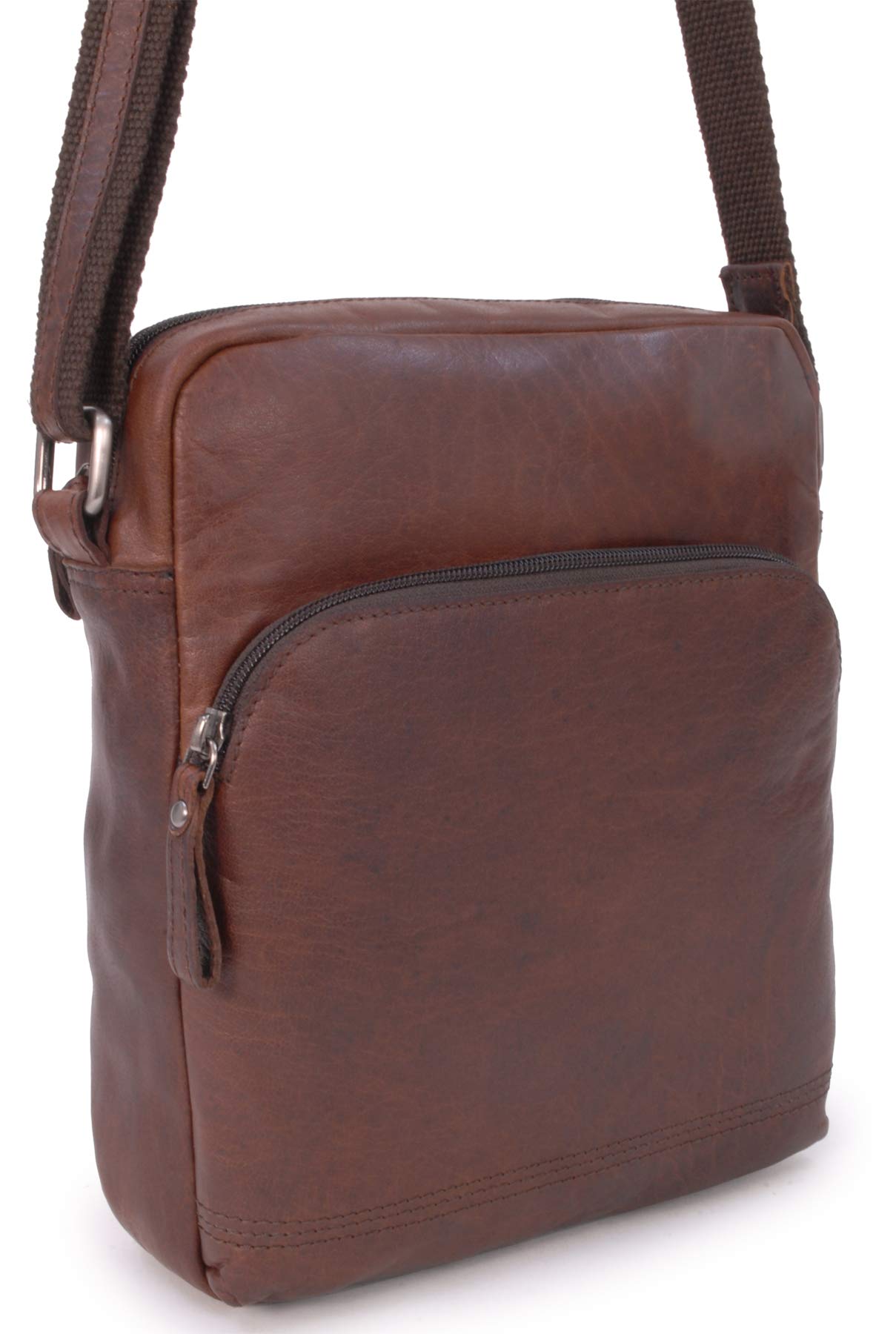 Ashwood Vera Pelle Vintage F-82 borsa messenger in pelle media