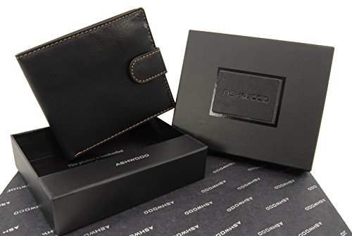 Ashwood Wallets 1222 portafoglio uomo nero in pelle